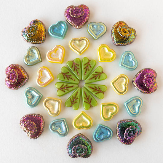 Czech Glass Heart Beads