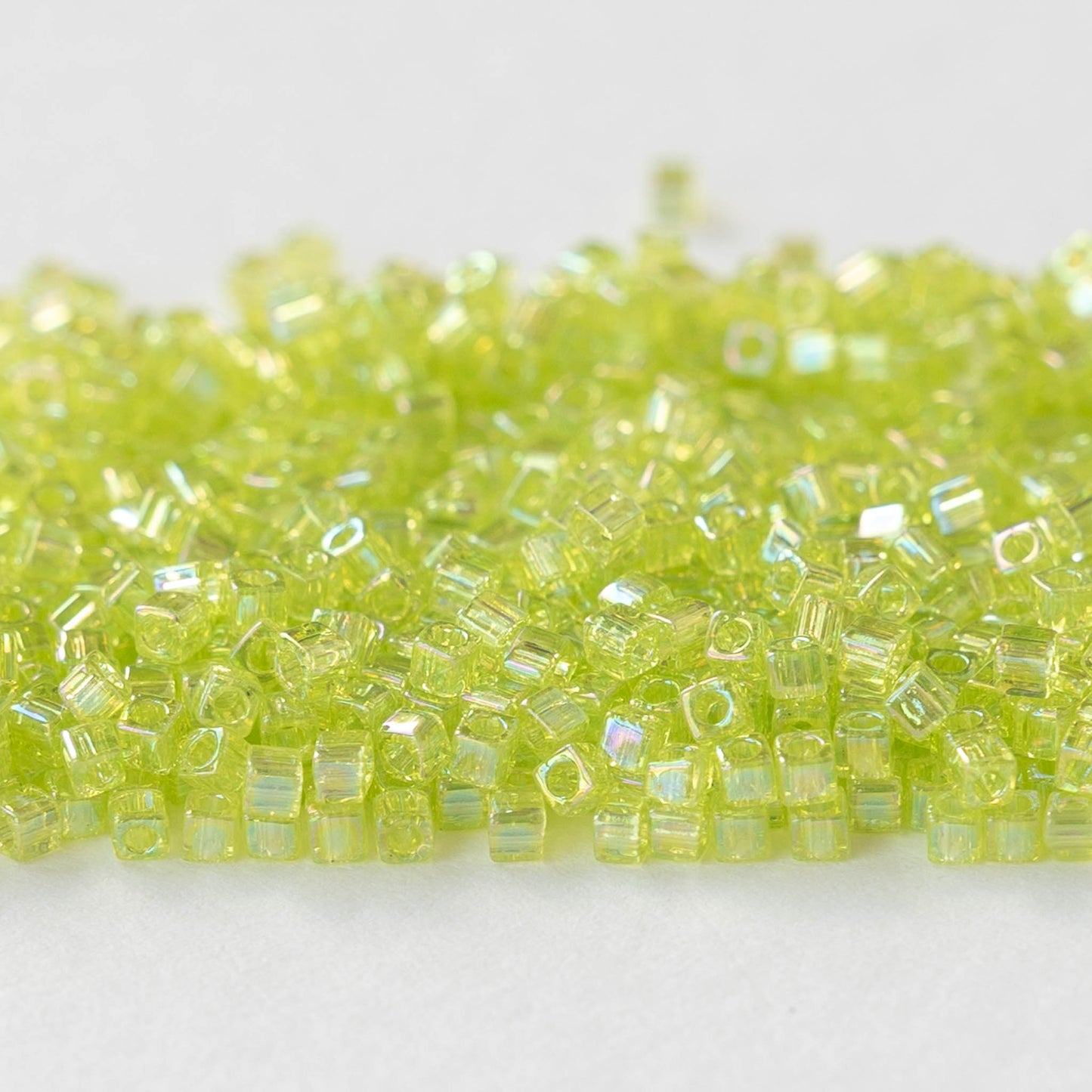 1.8mm Miyuki Cube Beads  - Chartreuse AB  - 20 grams
