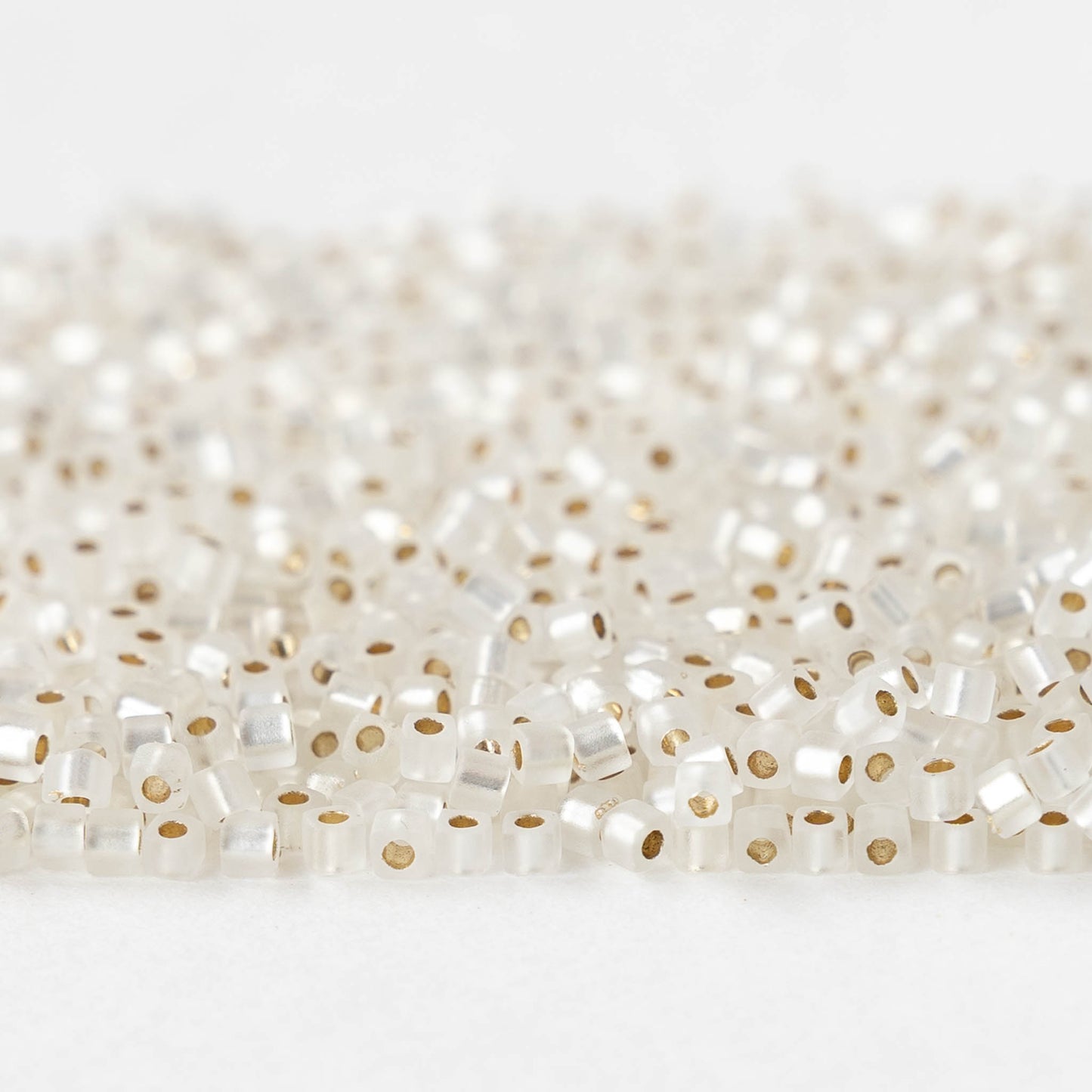 1.8mm Miyuki Cube Beads  - Matte Silver Lined Crystal - 20 grams