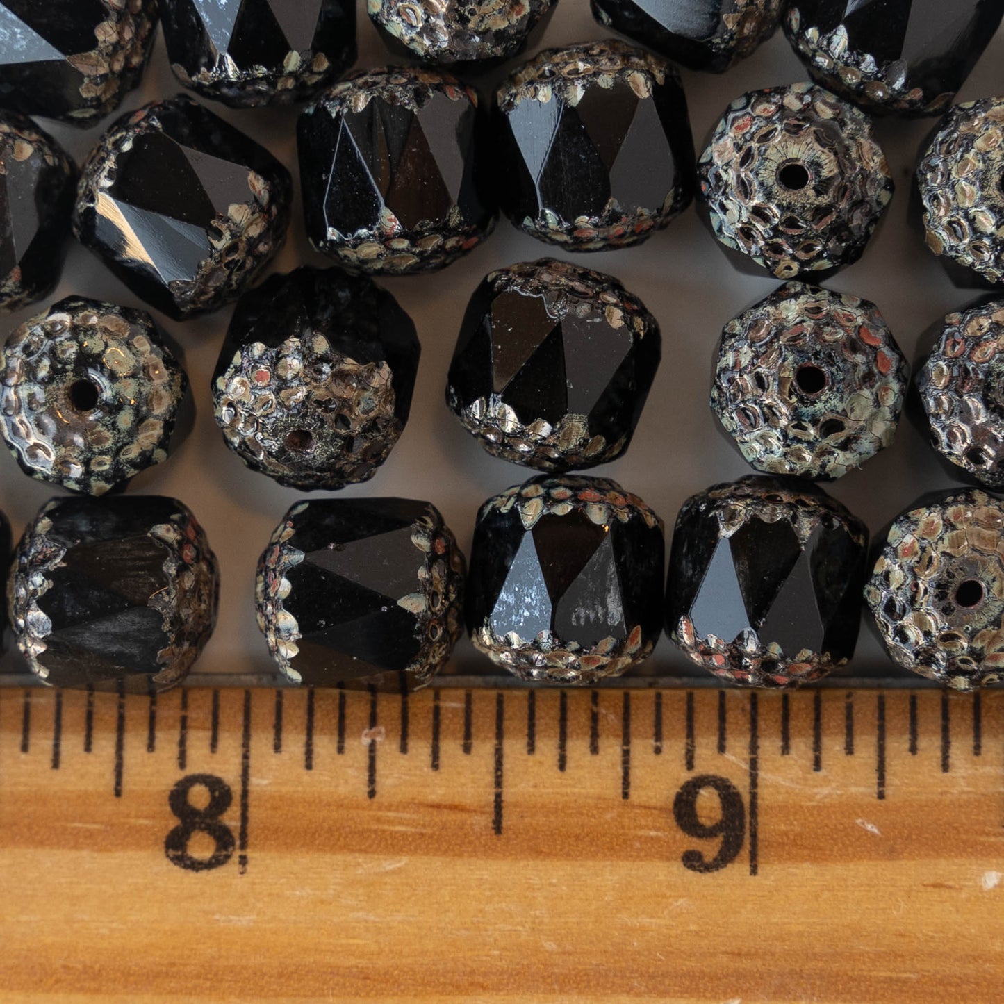 10mm Cathedral Cut Tube Beads - Black - 10 Beads