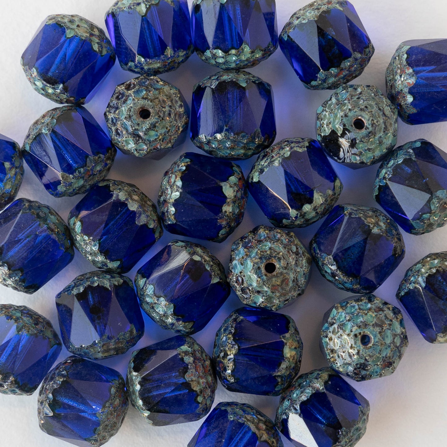 10mm Cathedral Cut Tube Beads - Blue - 10 Beads