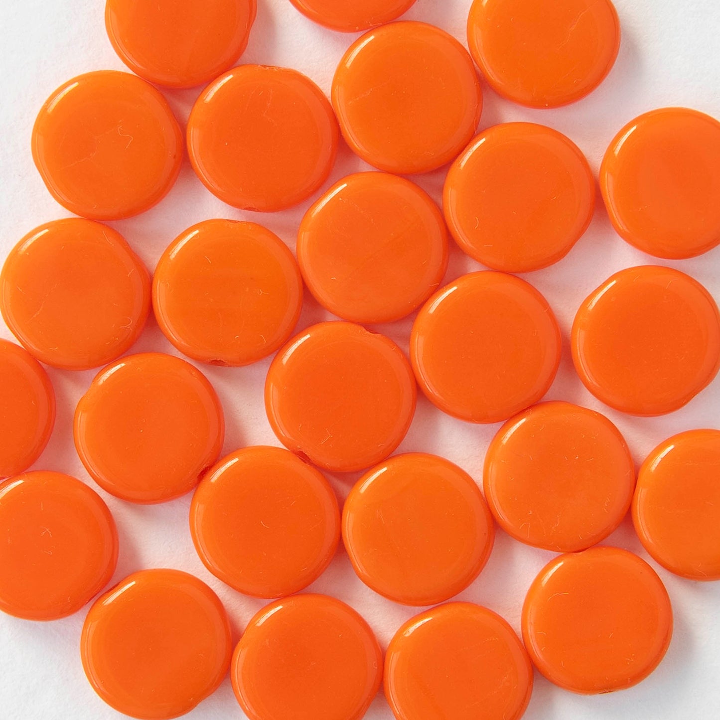 10mm Coin Beads - Opaque Orange - 20 beads