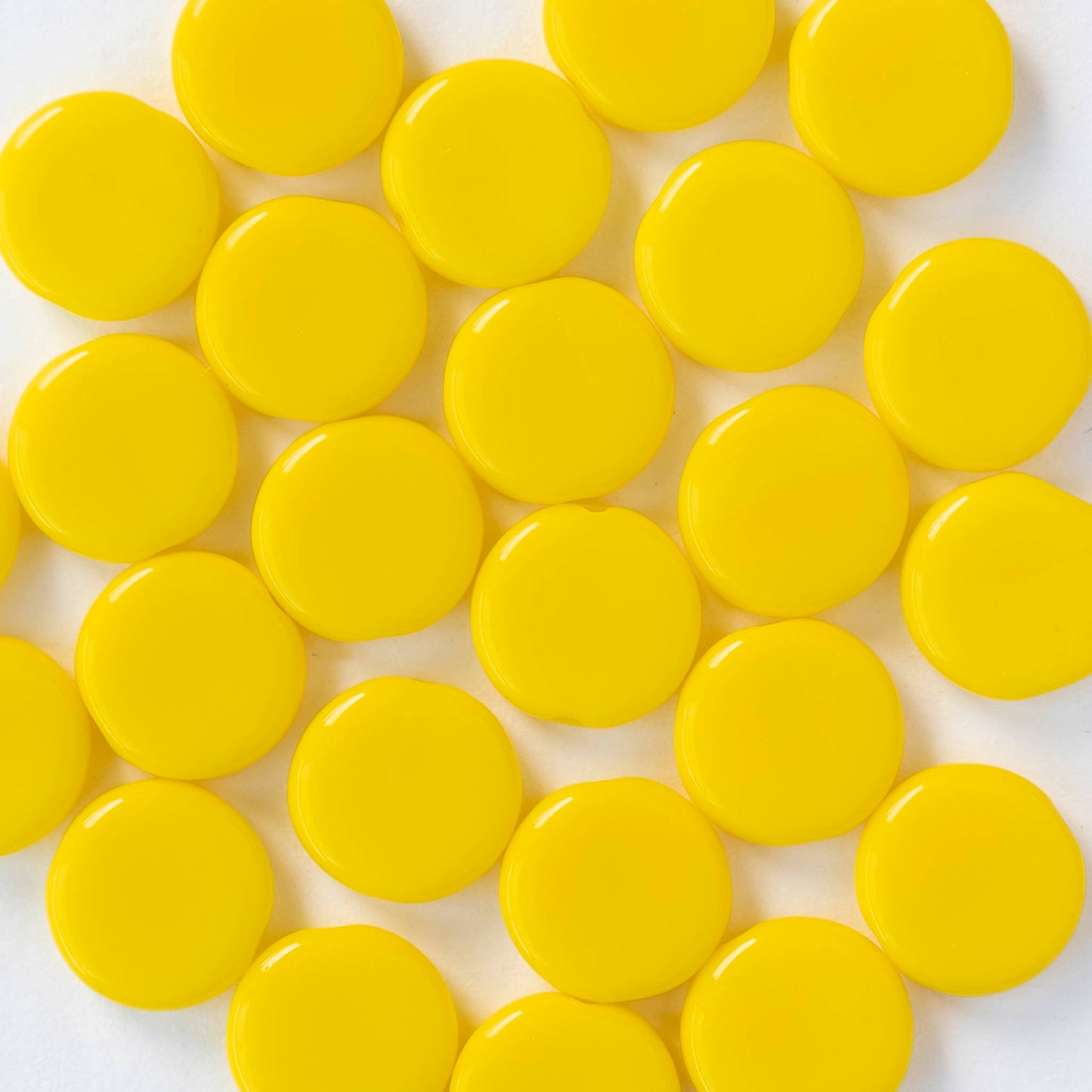 10mm Coin Beads - Opaque Yellow  - 20 beads