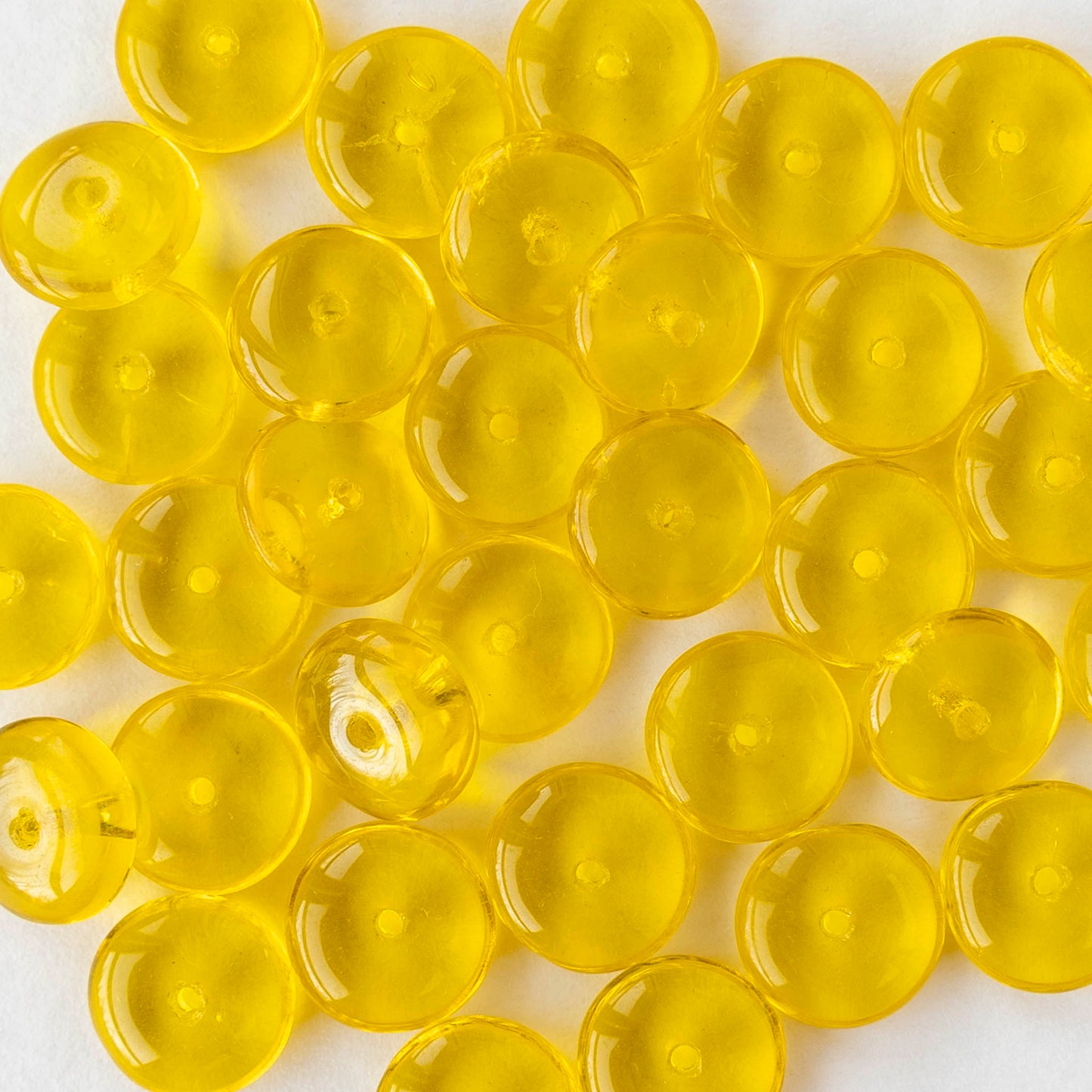 10mm Glass Rondelle Beads - Citrine - 30 Beads