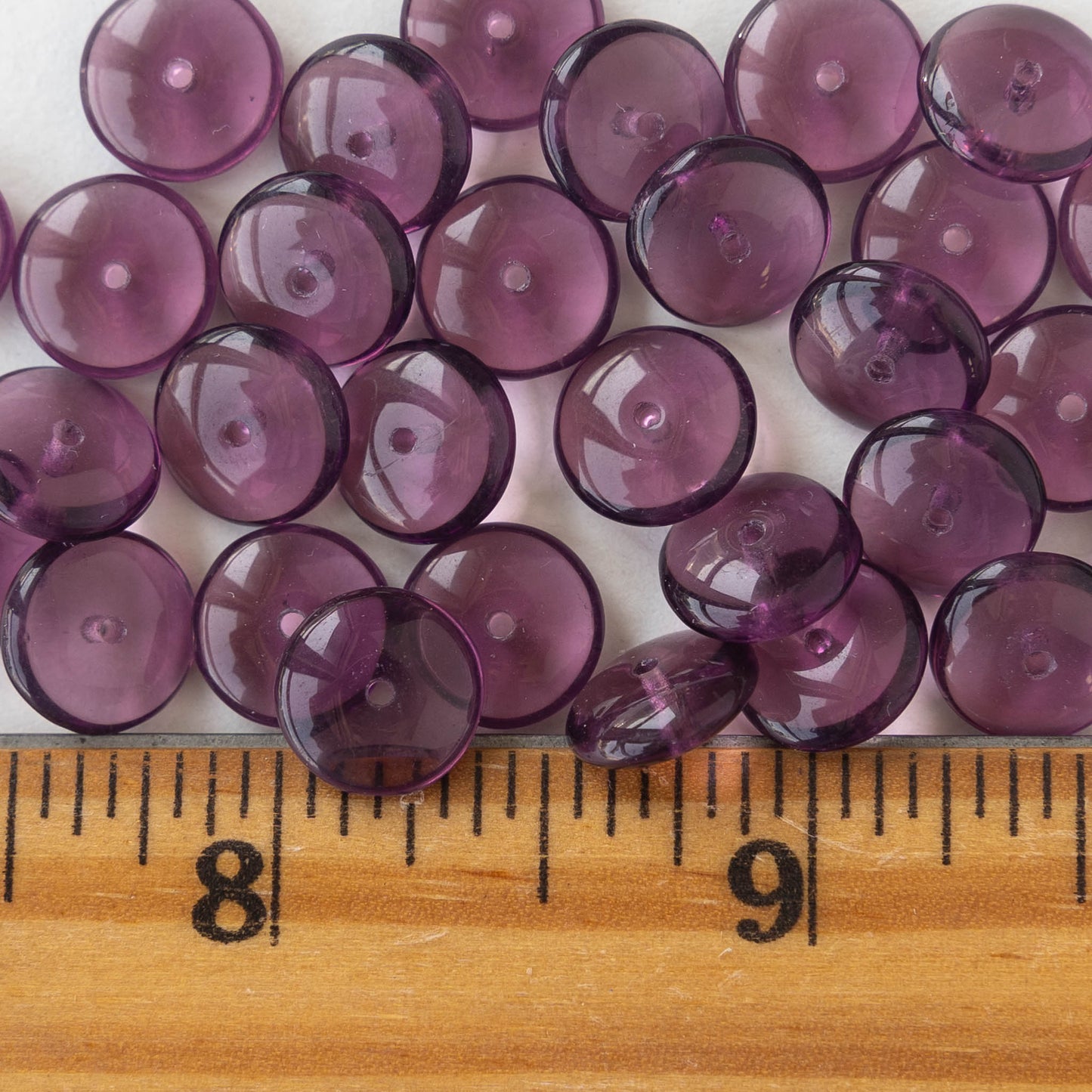 10mm Rondelle Beads - Dk. Amethyst - 30 Beads
