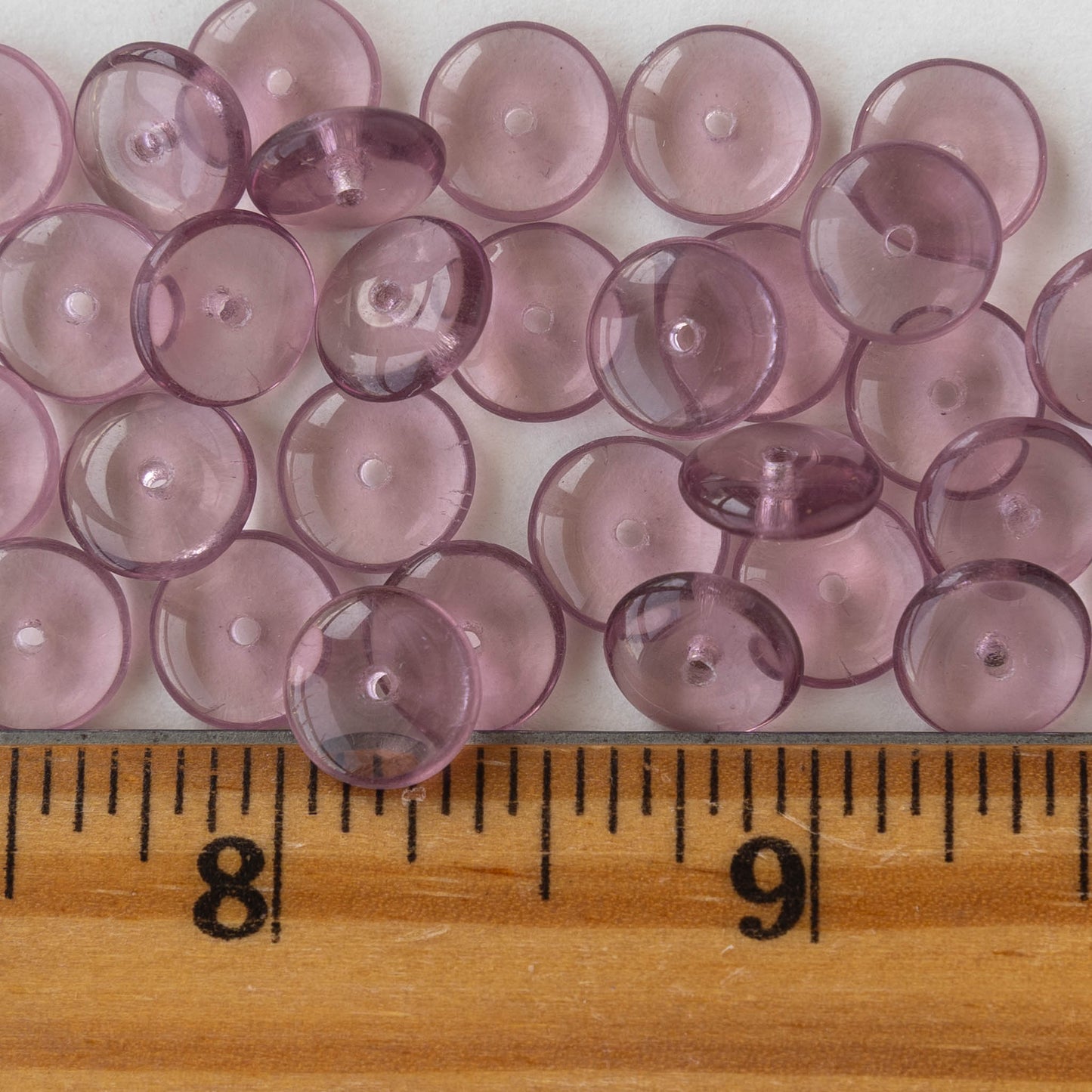 10mm Rondelle Beads - Lt. Amethyst - 30 Beads