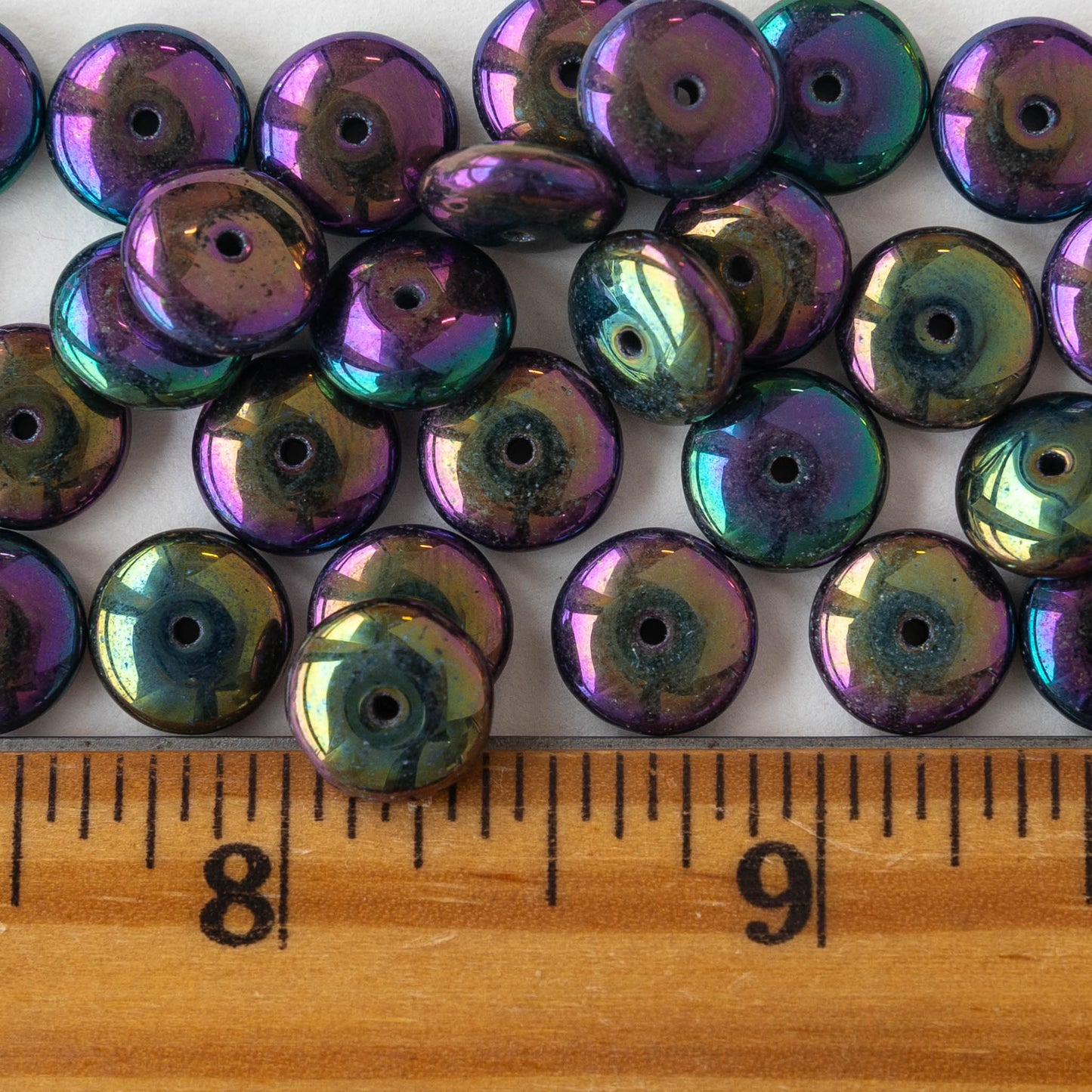 10mm Rondelle Beads - Red Iris - 30 Beads