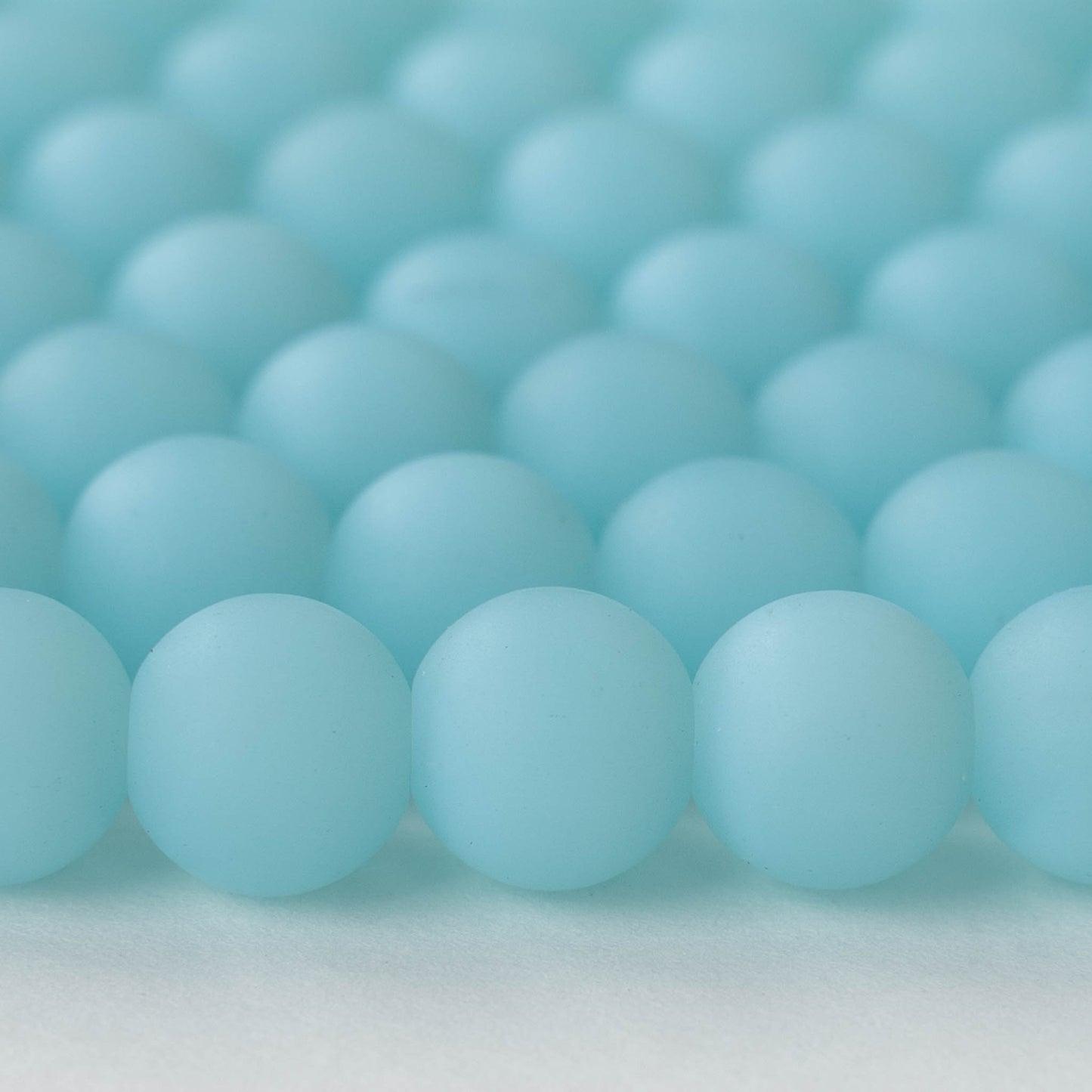 10mm Frosted Glass Rounds - Opaque Aqua Matte - 21 beads