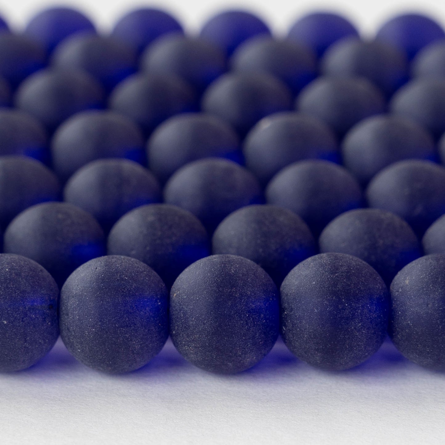 12mm Frosted Glass Round Beads - Cobalt Blue - 12 or 36