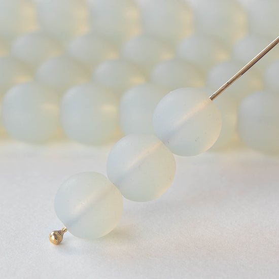 10mm Frosted Glass Rounds - Moonstone - 21 beads