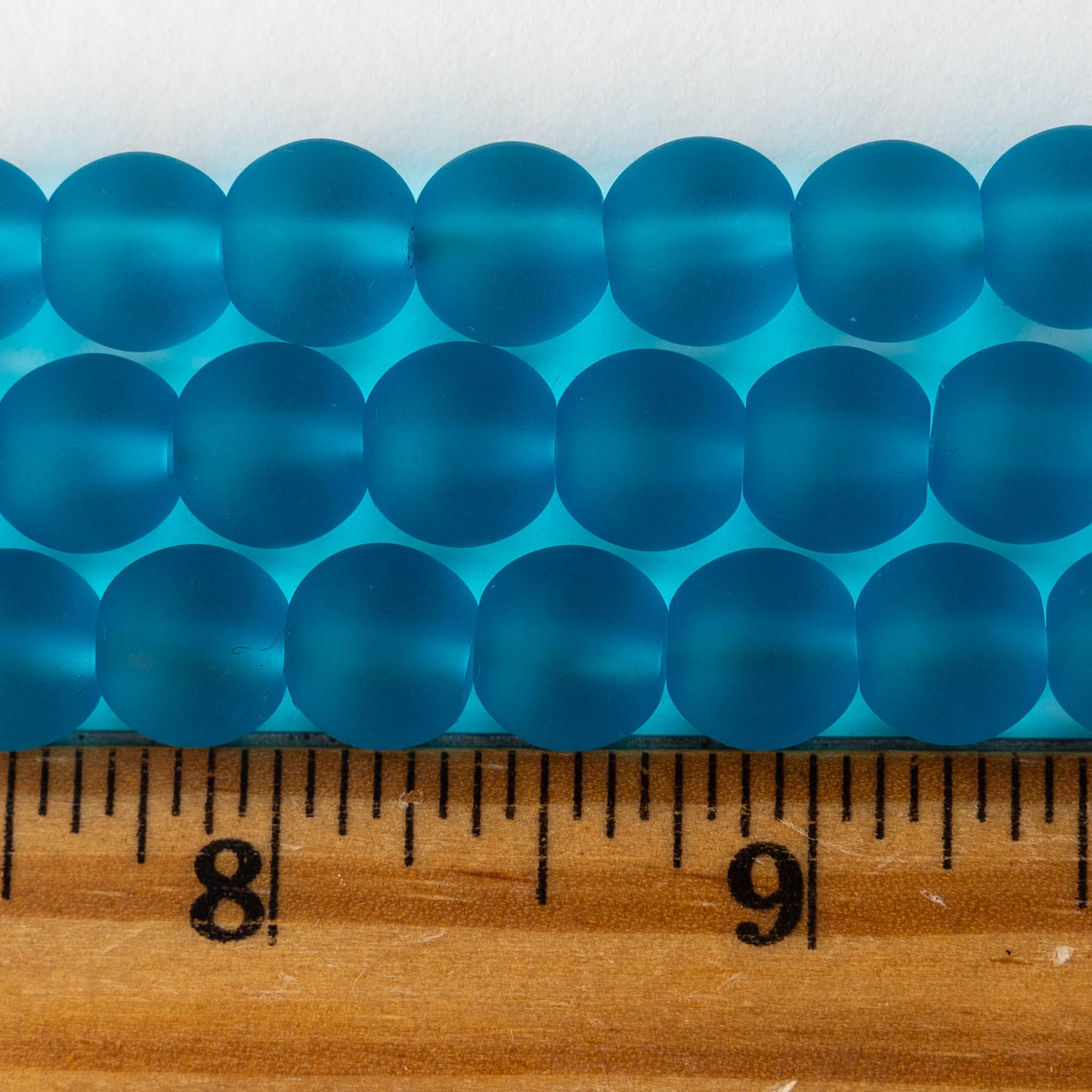10mm Frosted Glass Rounds - Teal - 21 beads
