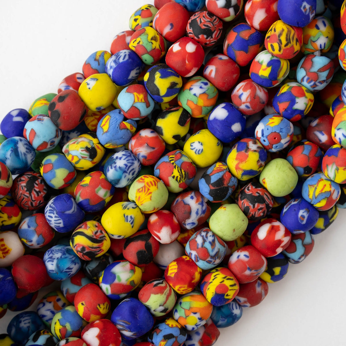 10mm Round Krobo Beads Colorful Mix Half Strand or Whole