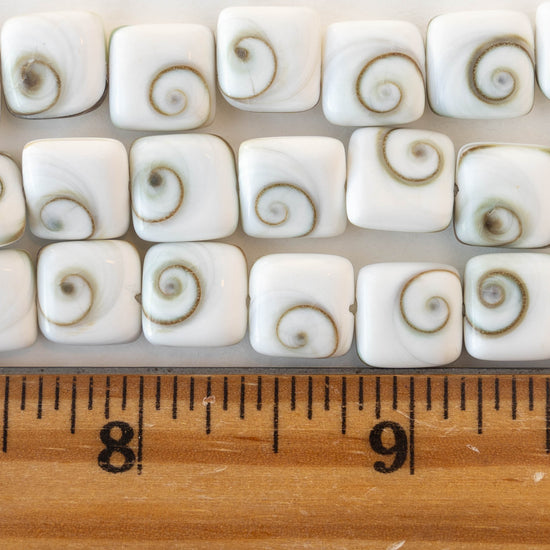 Shiva Shell Beads - 10mm Square Tile - 10