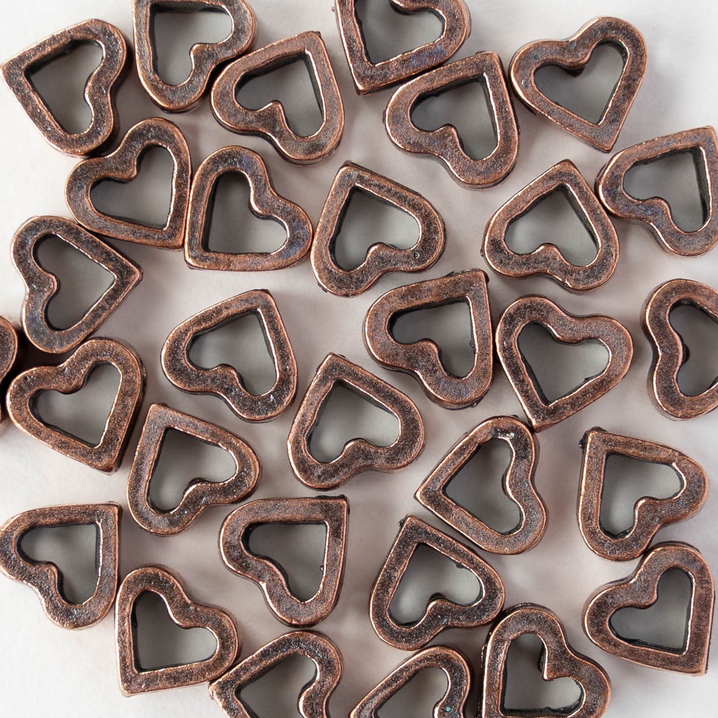 7x8mm Heart Bead - Antique Copper - 4 or 12 beads