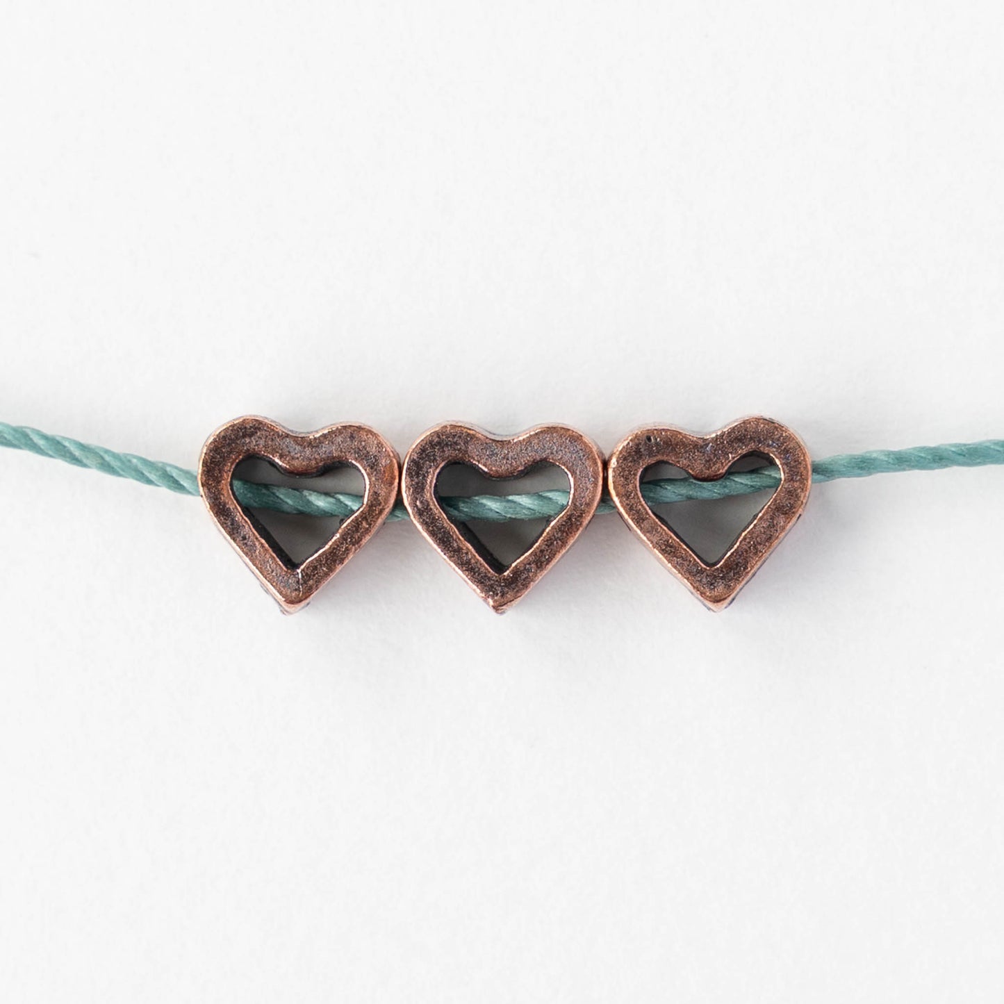 7x8mm Heart Bead - Antique Copper - 4 or 12 beads