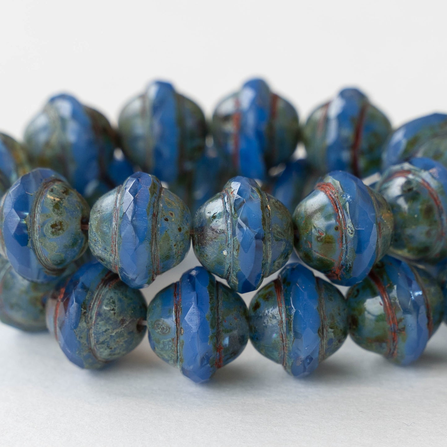 10x12mm Saturn Beads - Cornflower Blue Picasso - 6 Beads