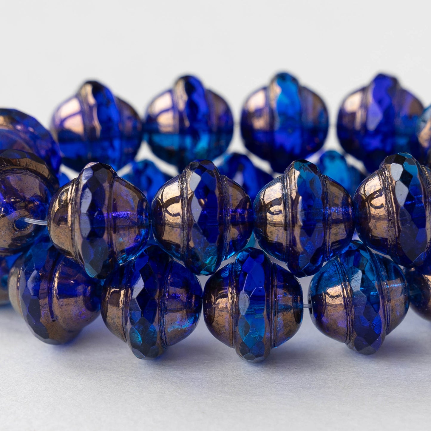 10x12mm Saturn Beads - Deep Blue with Bronze - 6 or 12 Beads