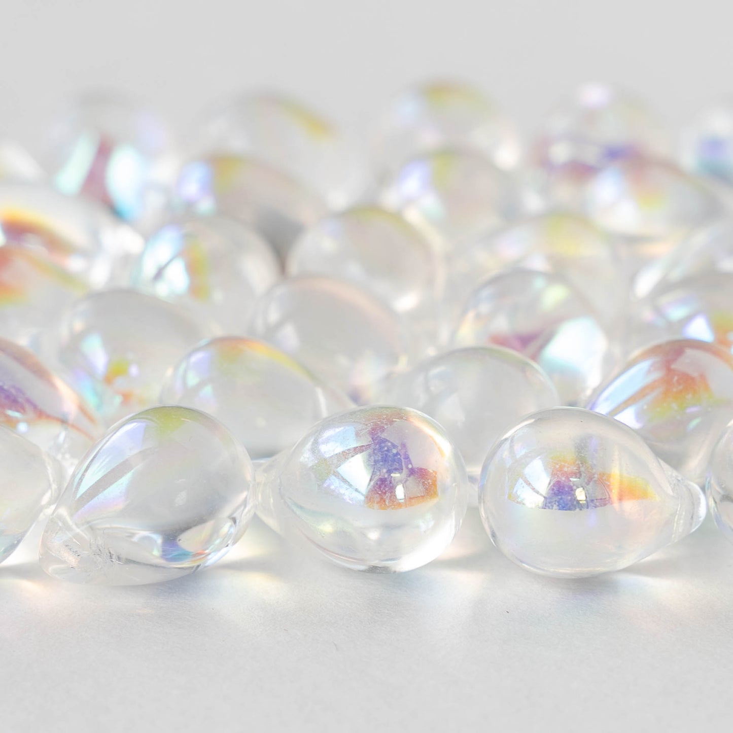 10x14mm Glass Teardrop Beads - Crystal AB