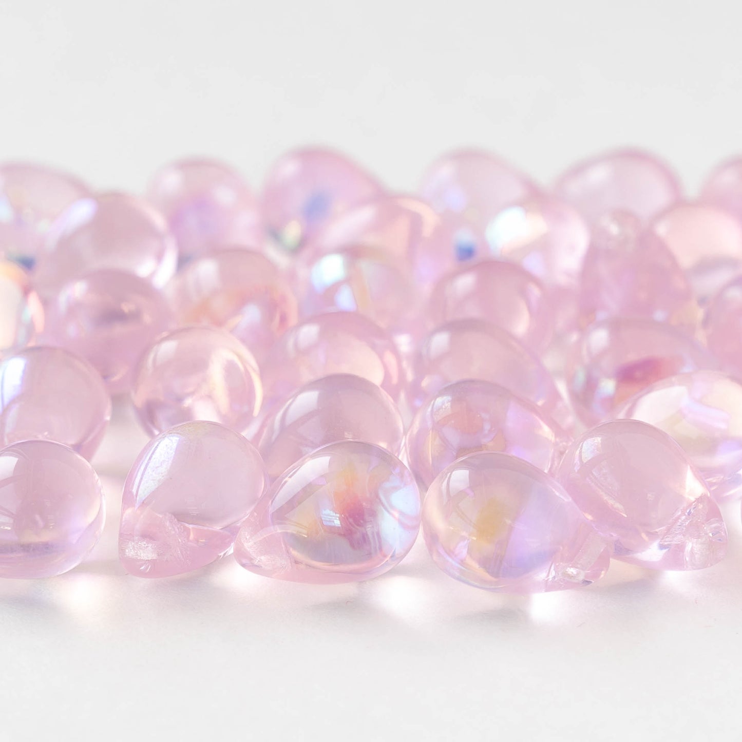 10x14mm Glass Teardrop Beads - Pink AB - Choose Amount