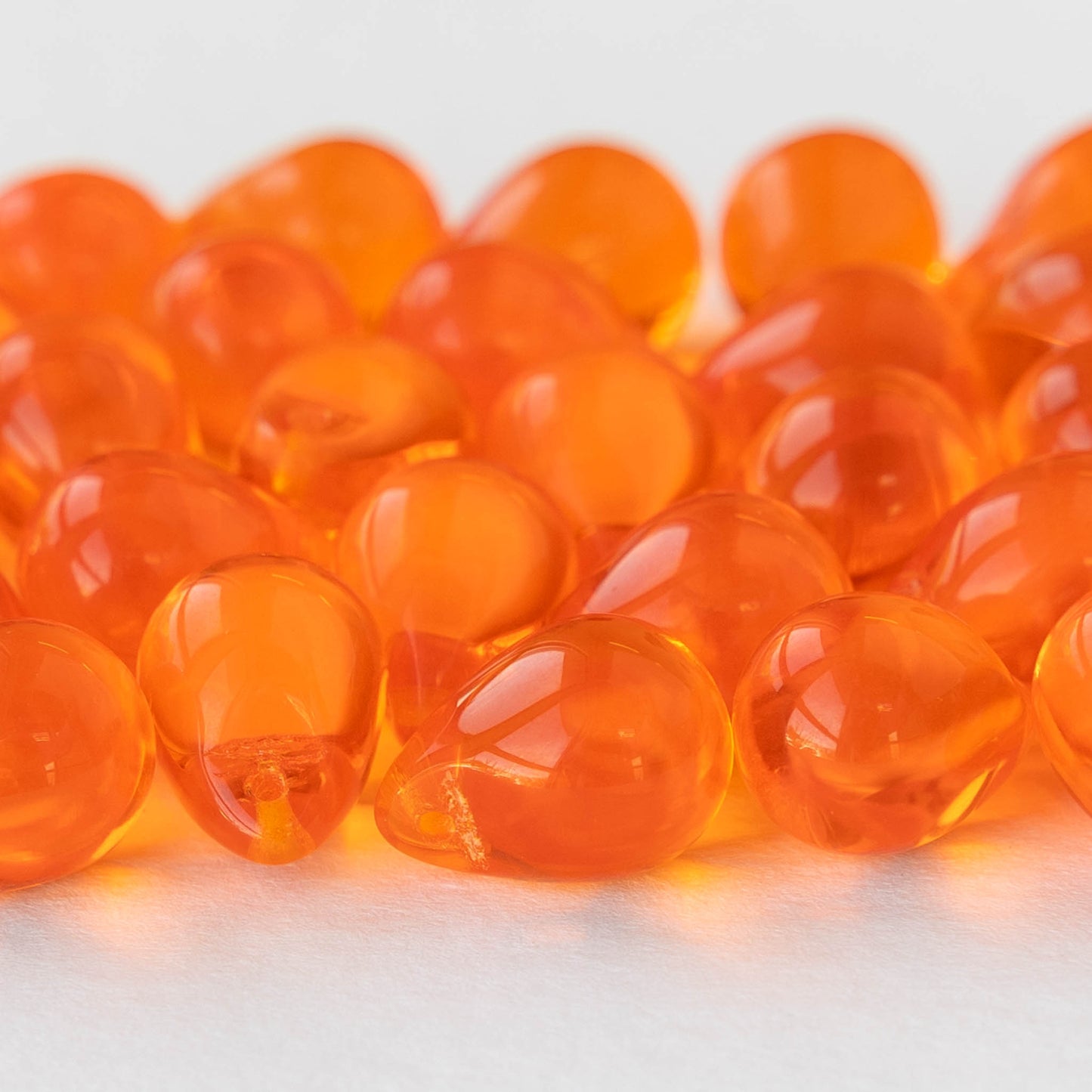 10x14mm Glass Teardrop Beads - Hyacinth Orange