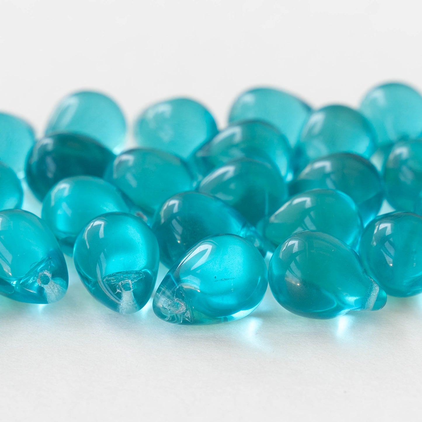10x14mm Glass Teardrop Beads - Seafoam - 12, 24 or 48