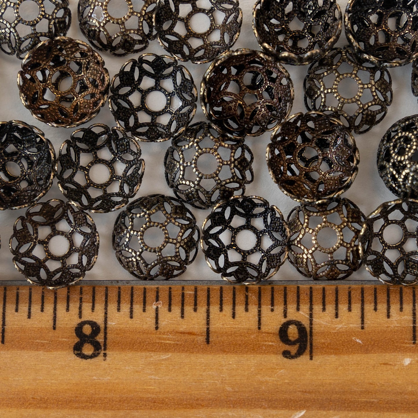 11mm Antiqued Brass Filagree Bead Caps - 20 Pieces