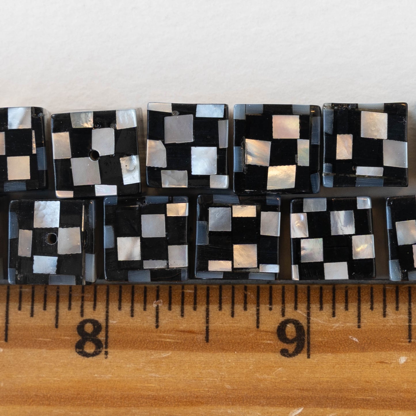 Mother of Pearl Mosaic Cube Beads - 2 Cubes