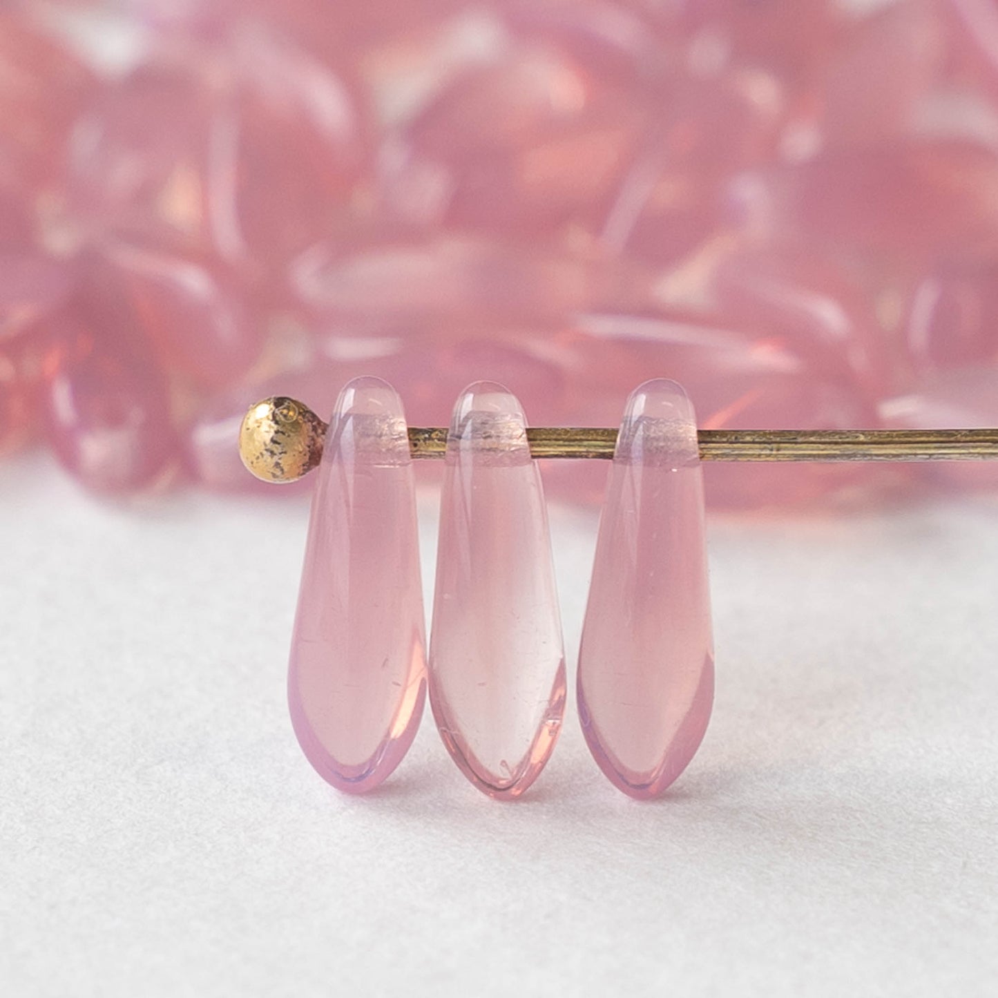 11mm Dagger Beads - Rose Opaline - 50 beads