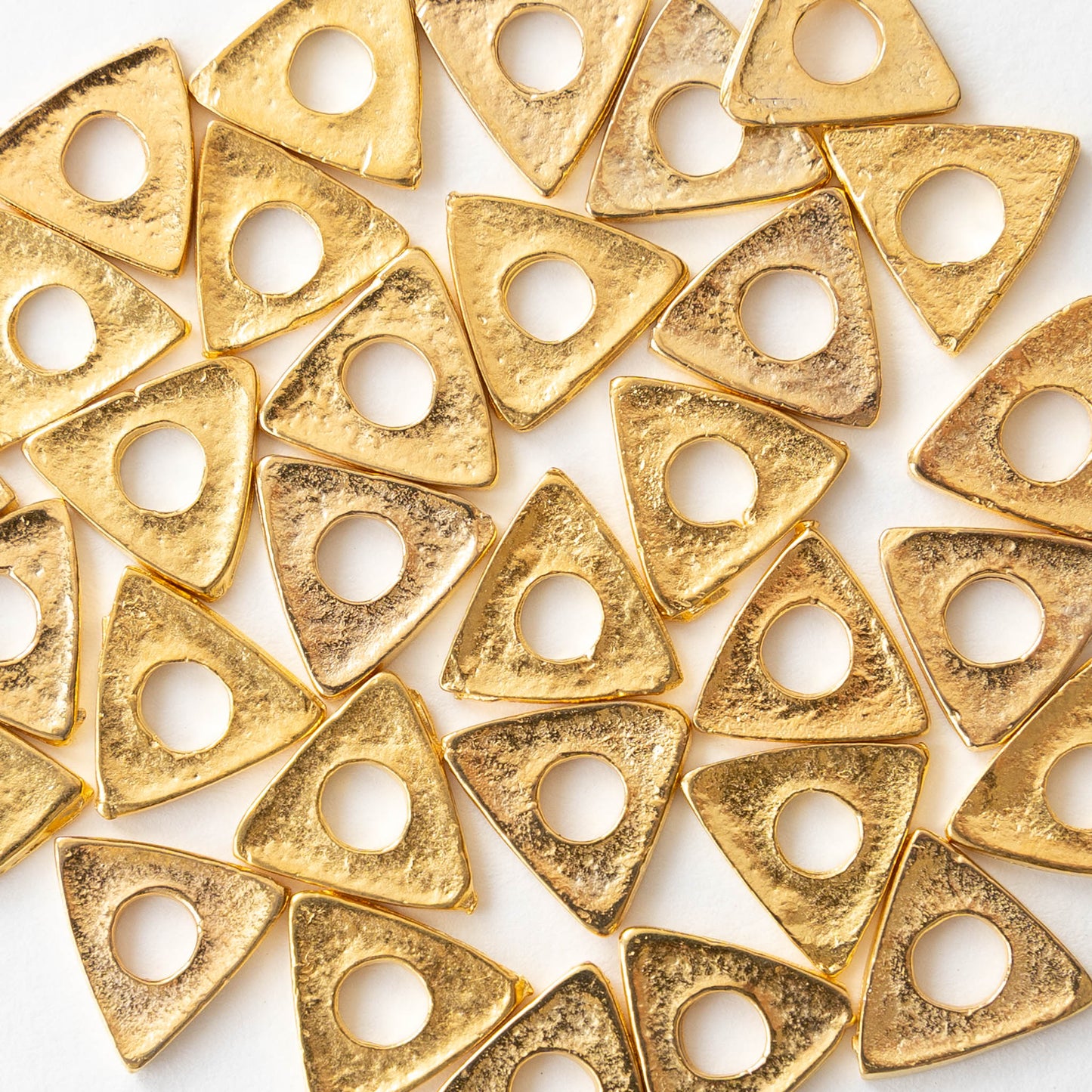 11mm Gold Triangle Beads - 24K Gold Plate - 4 or 12 beads