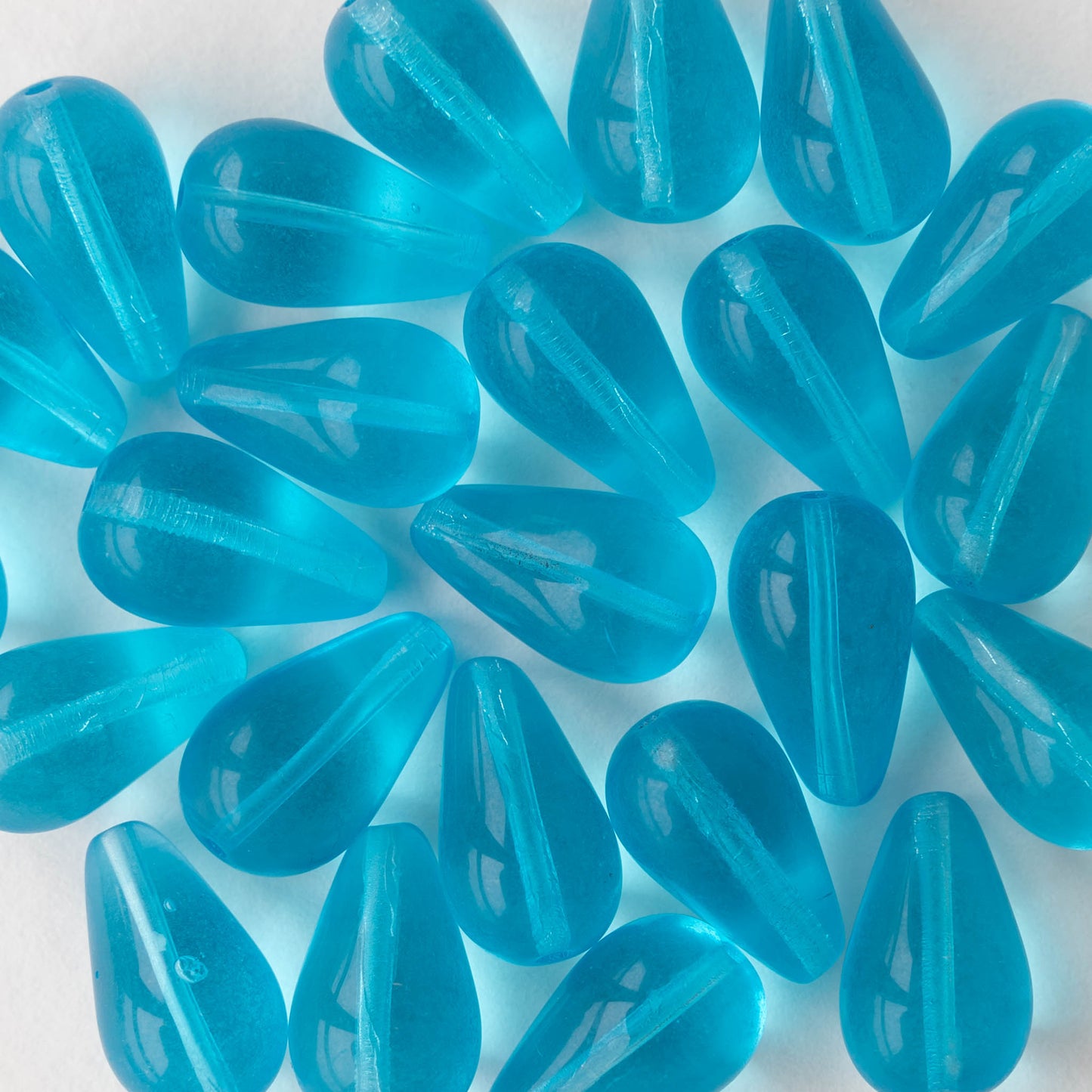 11x18mm Long Drilled Drops - Aqua Blue - 20 Beads
