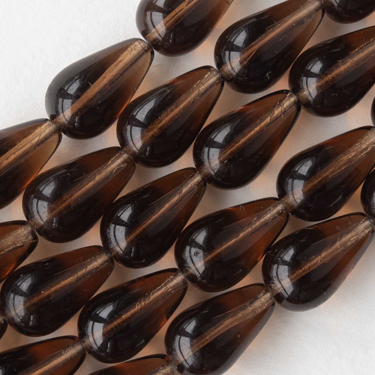 11x18mm Long Drilled Drops - Dk Brown - 30 Beads