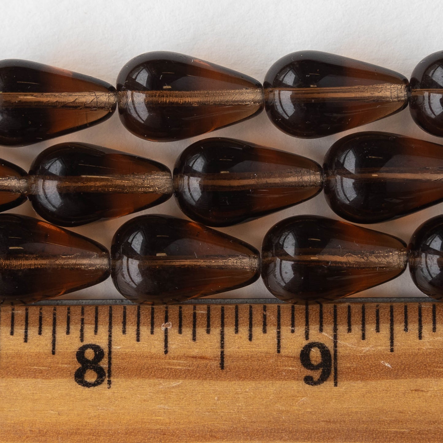 11x18mm Long Drilled Drops - Dk Brown - 30 Beads