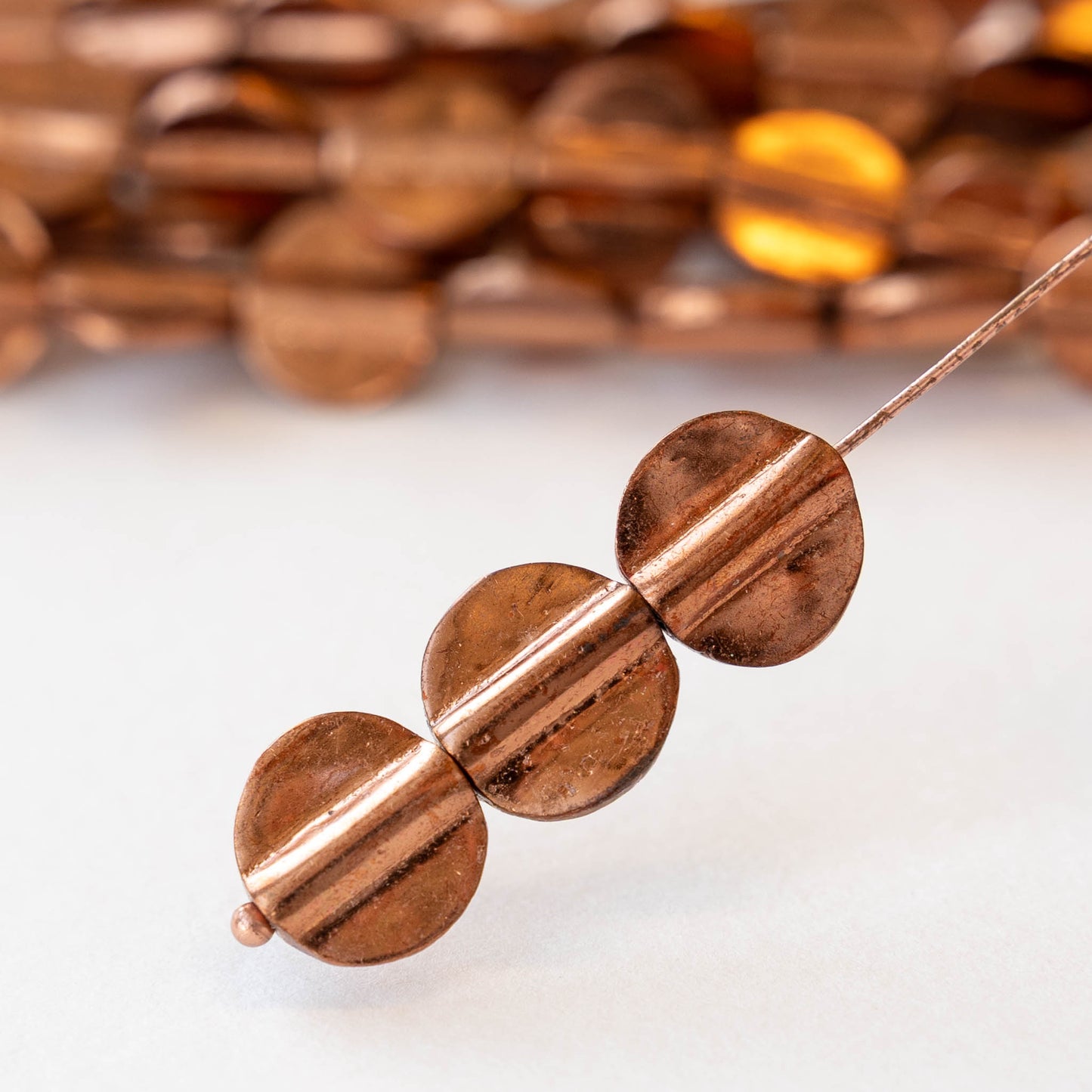 12mm Dime Beads - Copper - 10 or 30 beads