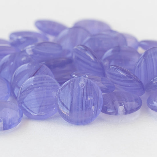 12mm Lentil Drop - Lavender Stripes - 10 beads