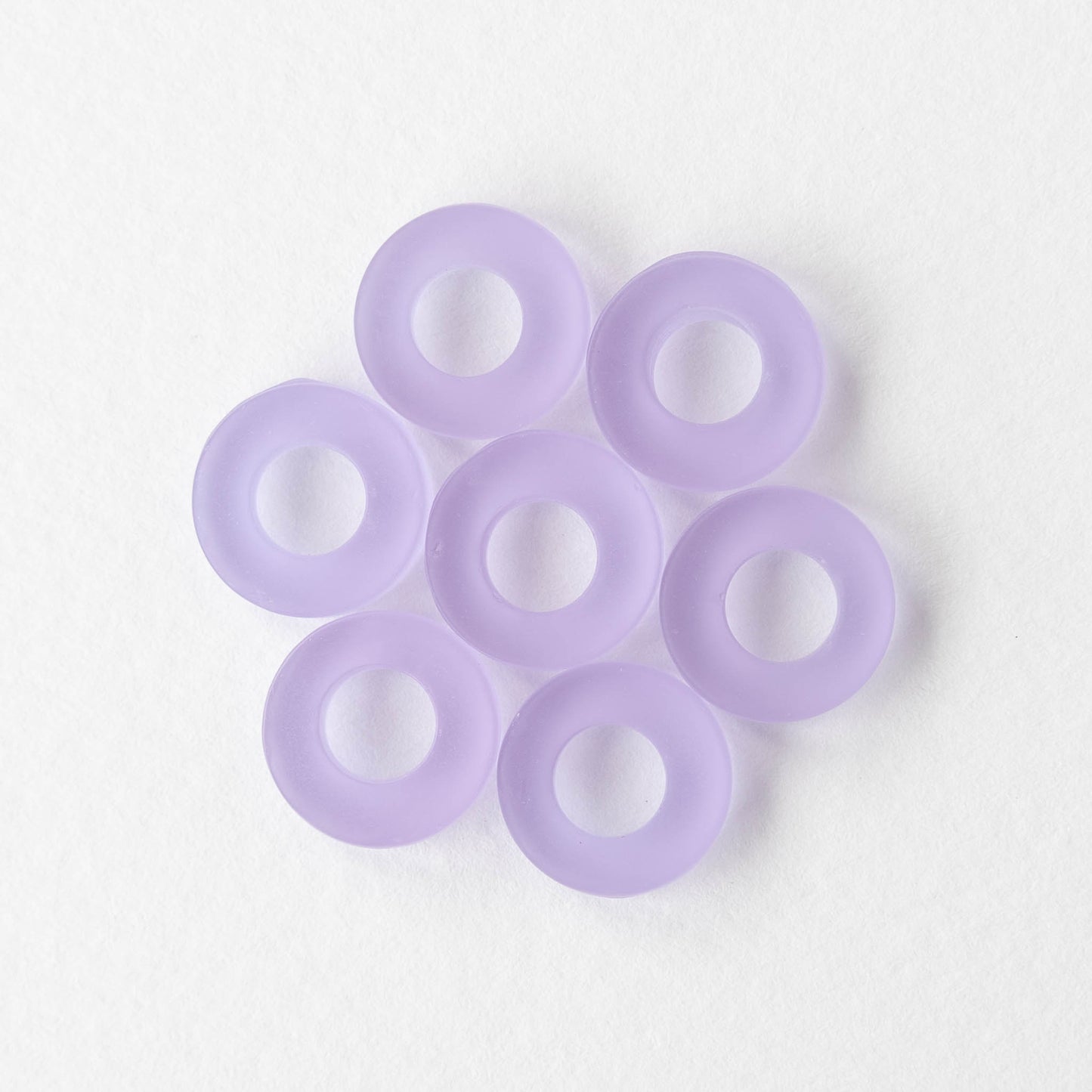 12mm Frosted Glass Rings - Lavender - 4 Rings