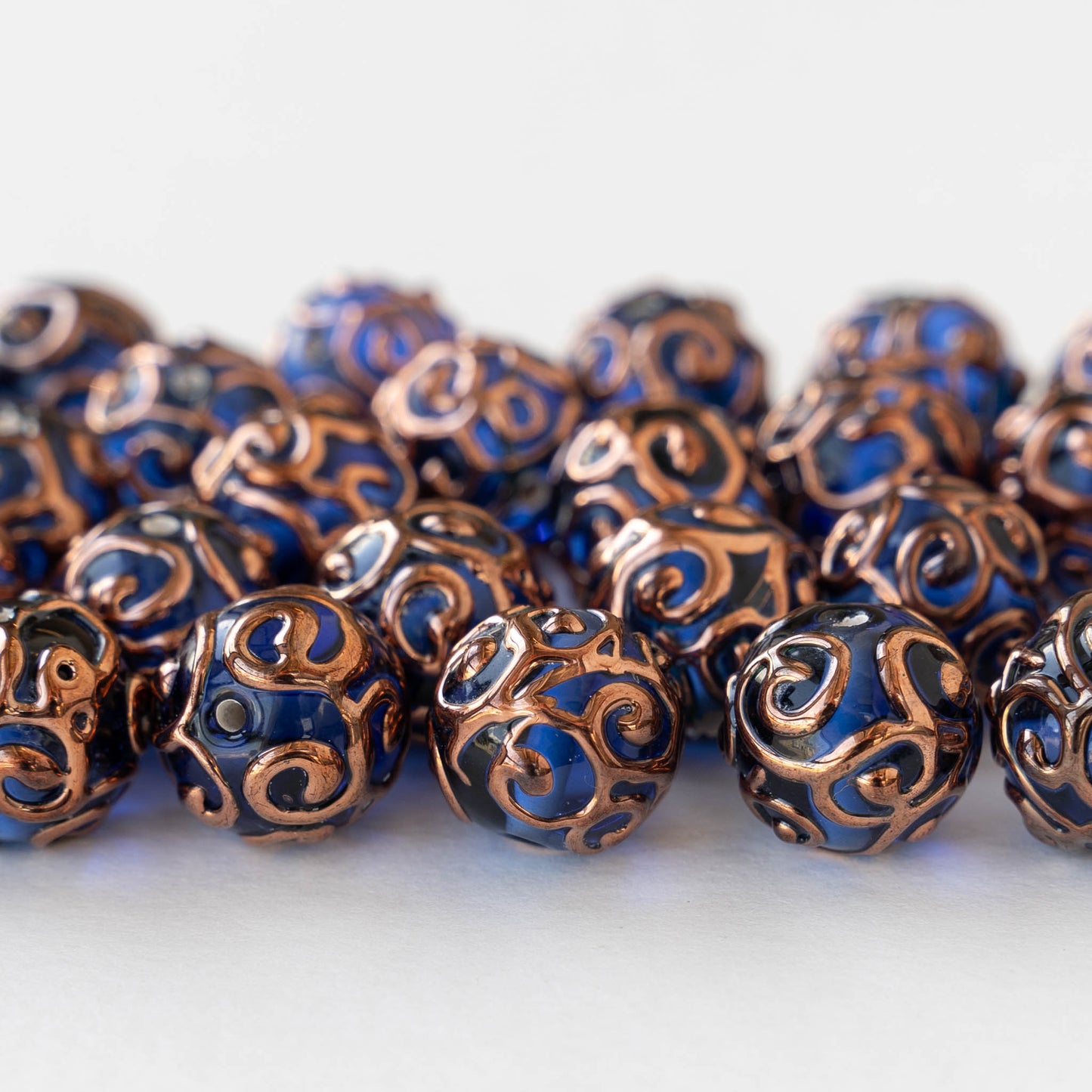 12mm Round Lampwork Beads - Sapphire Blue - 2, 4 or 8