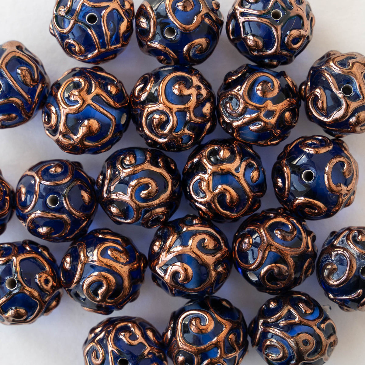 12mm Round Lampwork Beads Sapphire Blue 2, or - Main Image