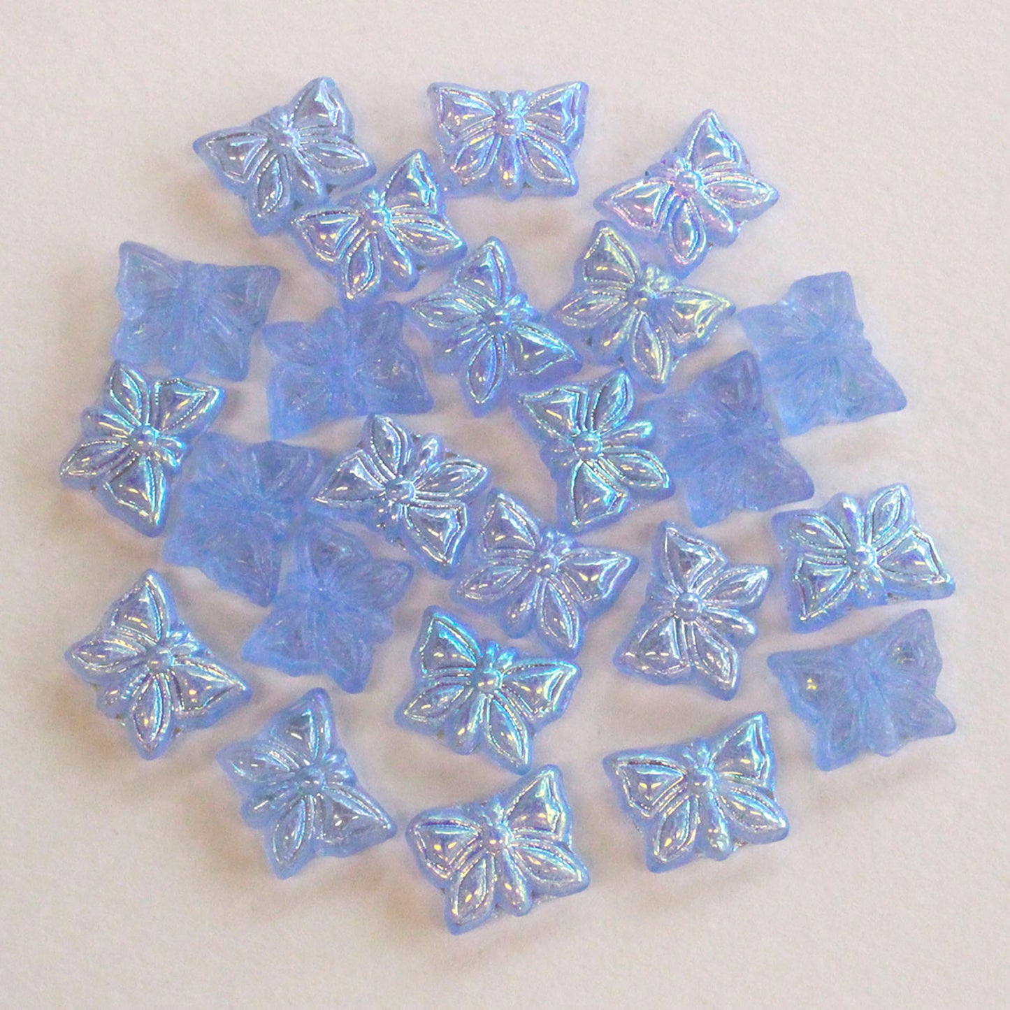 15mm Butterfly Beads - Light Blue Matte AB - 10