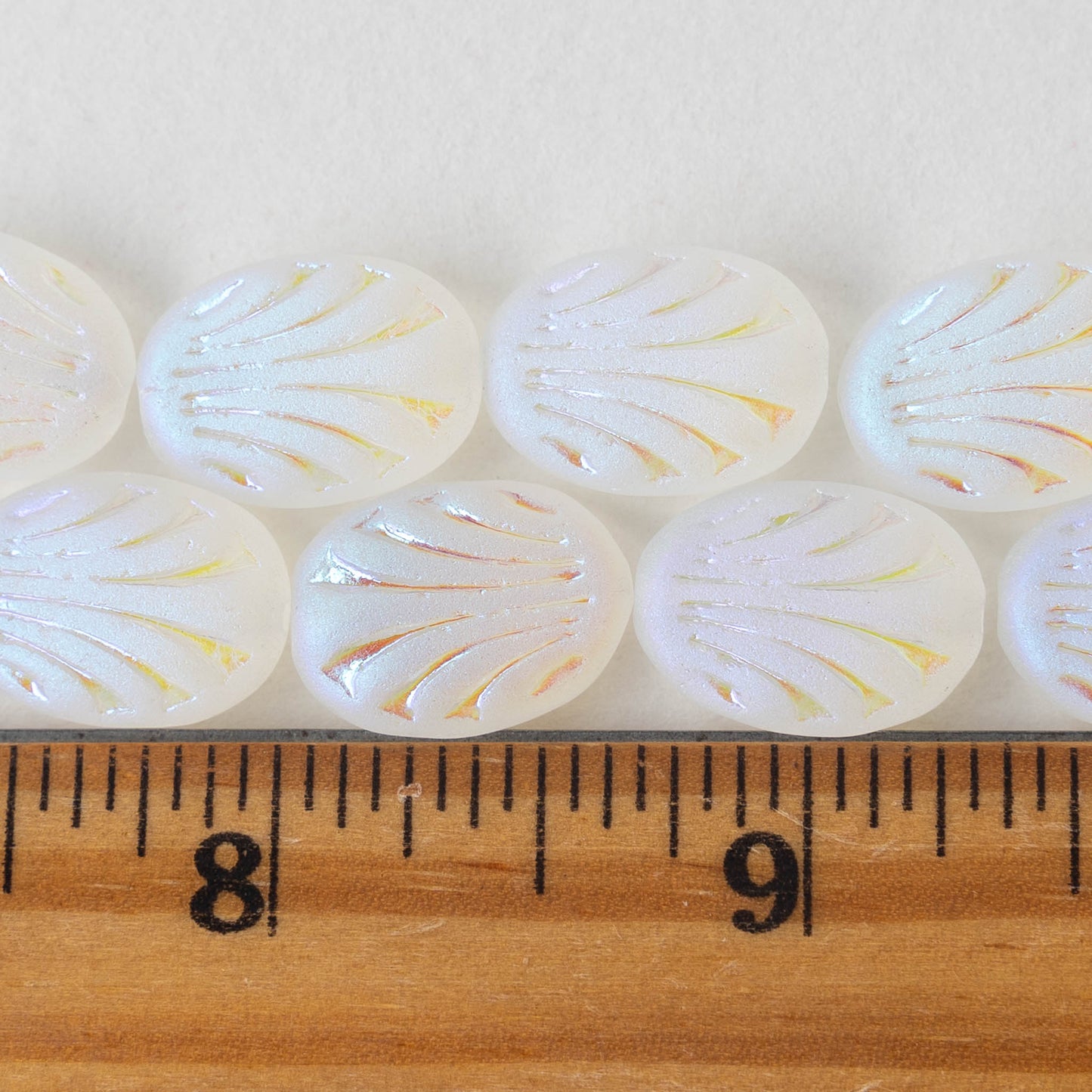 Art Deco Glass Oval - Crystal Matte AB - 10 beads