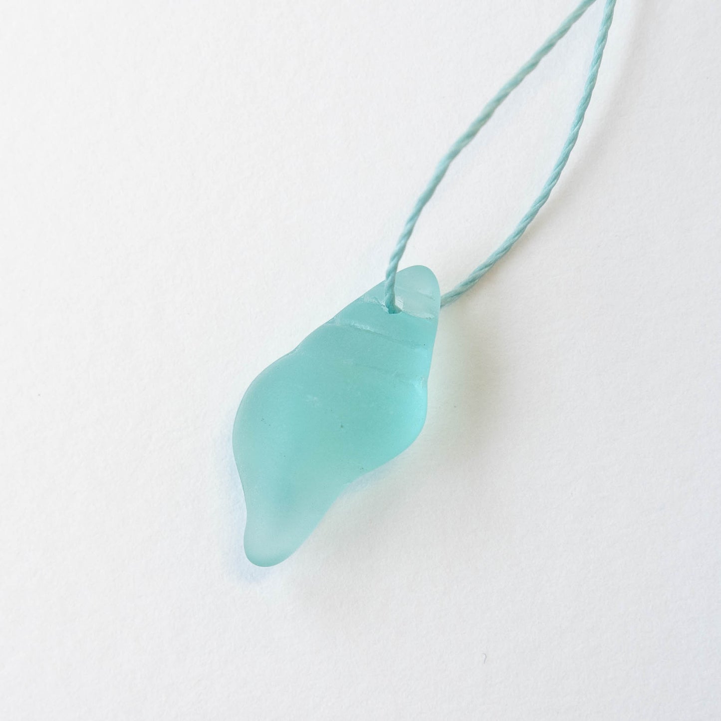 12x26mm Frosted Glass Conch Shell Beads - Seafoam - 2 Beads