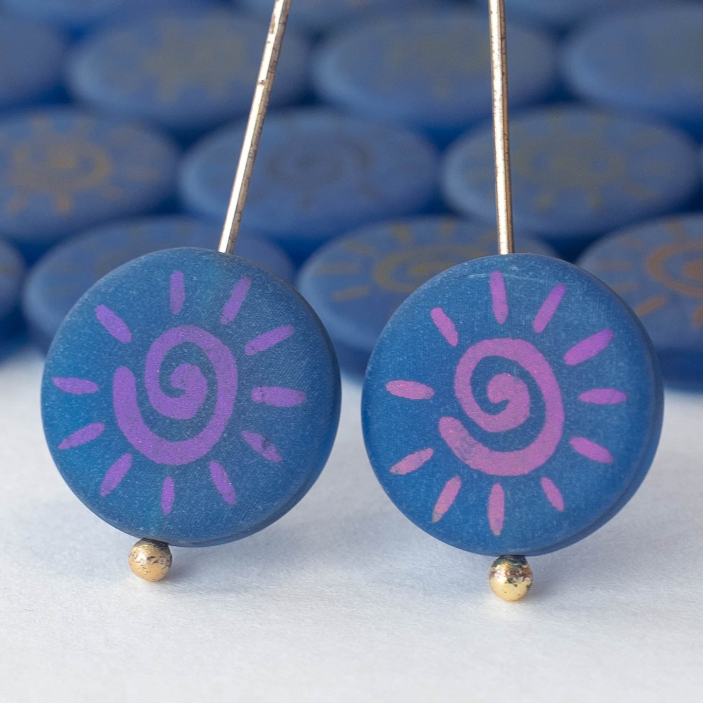 14mm Coin Beads - Blue Matte - 8 beads