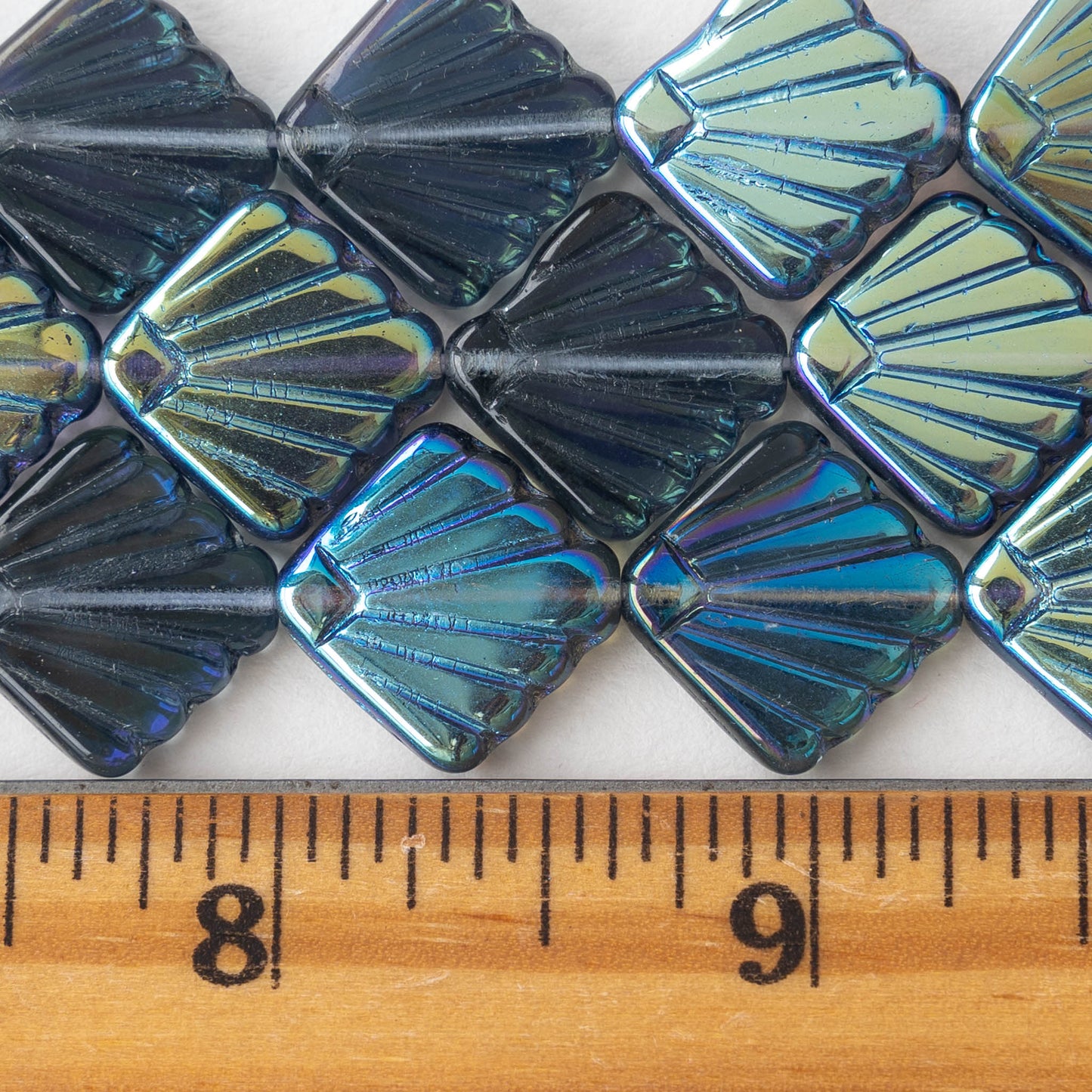 14mm Diafan Beads - Montana Blue with Blue Iris  - 8 beads