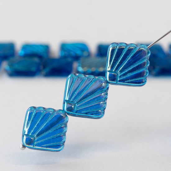 14mm Diafan Beads - Sapphire Blue AB - 8 Beads