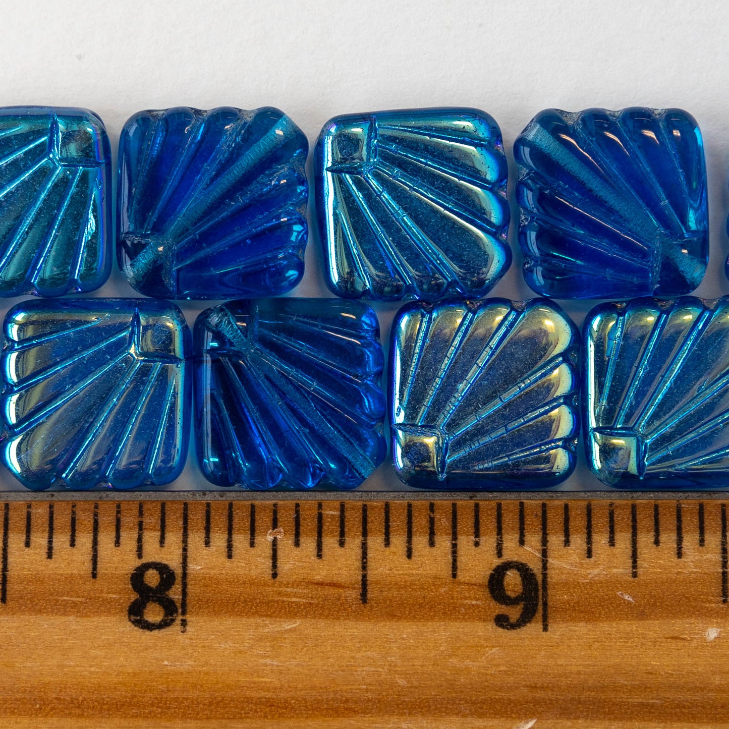 14mm Diafan Beads - Sapphire Blue AB - 8 Beads