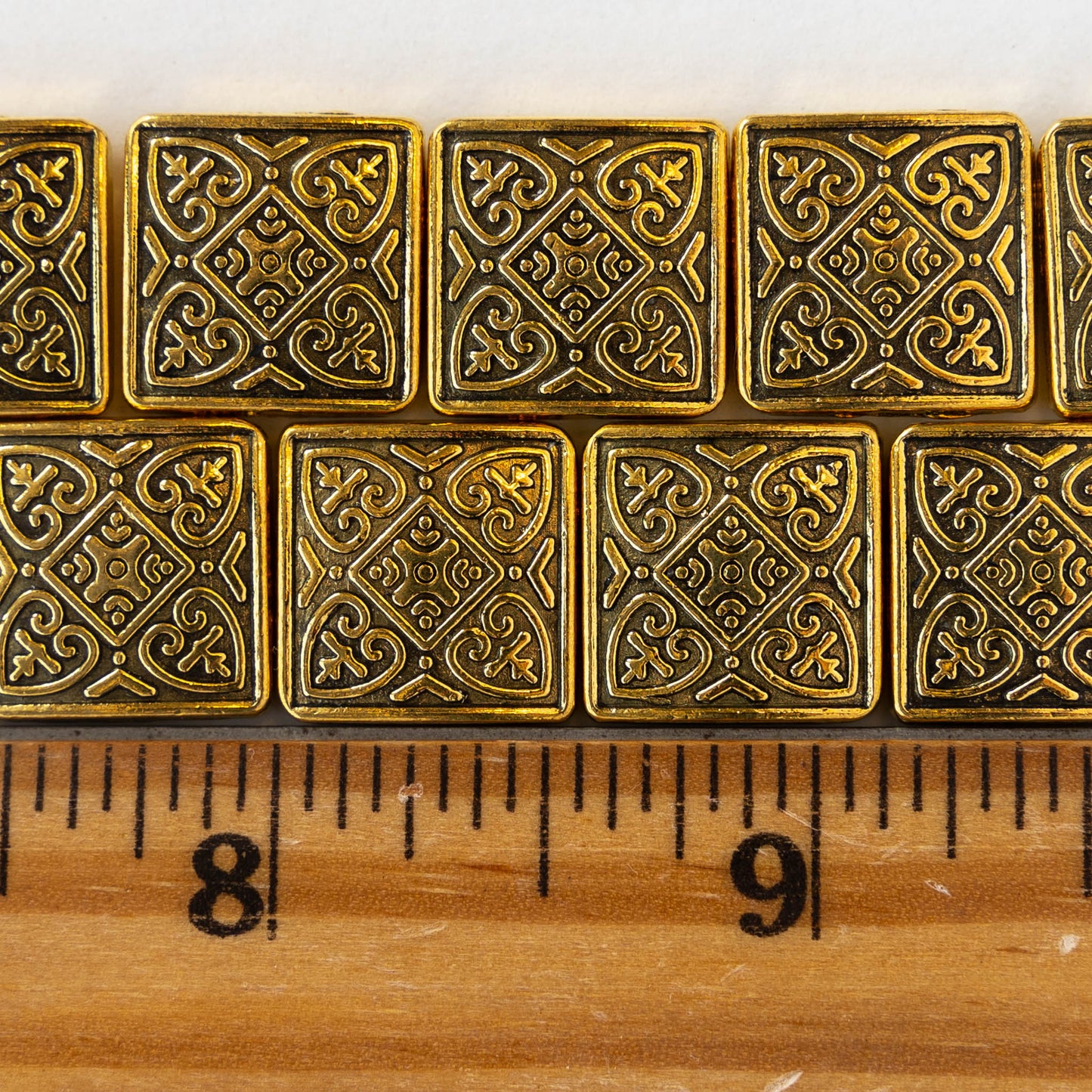18mm Diamond Shaped Gold Beads - 6 beads