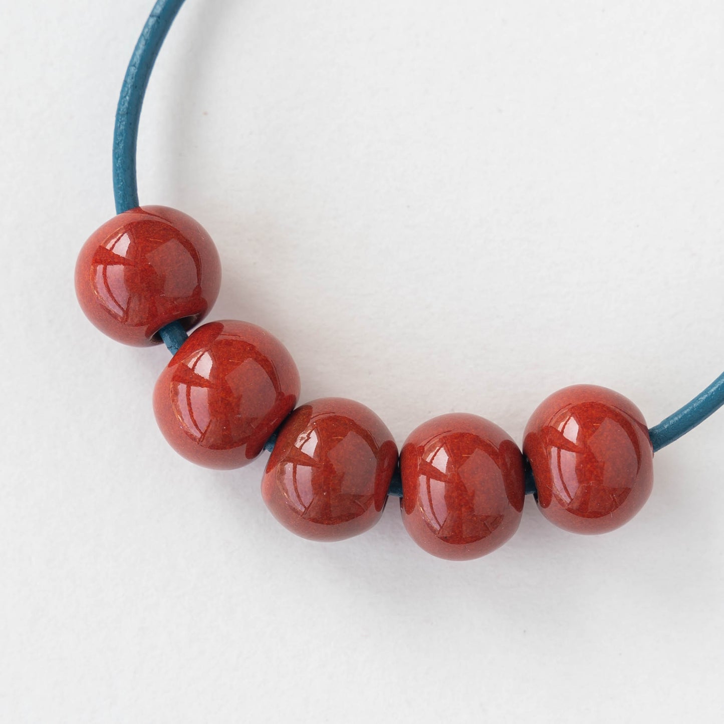 13mm Glazed CeramicRound Beads - Opaque Crimson Red - 6 or 18