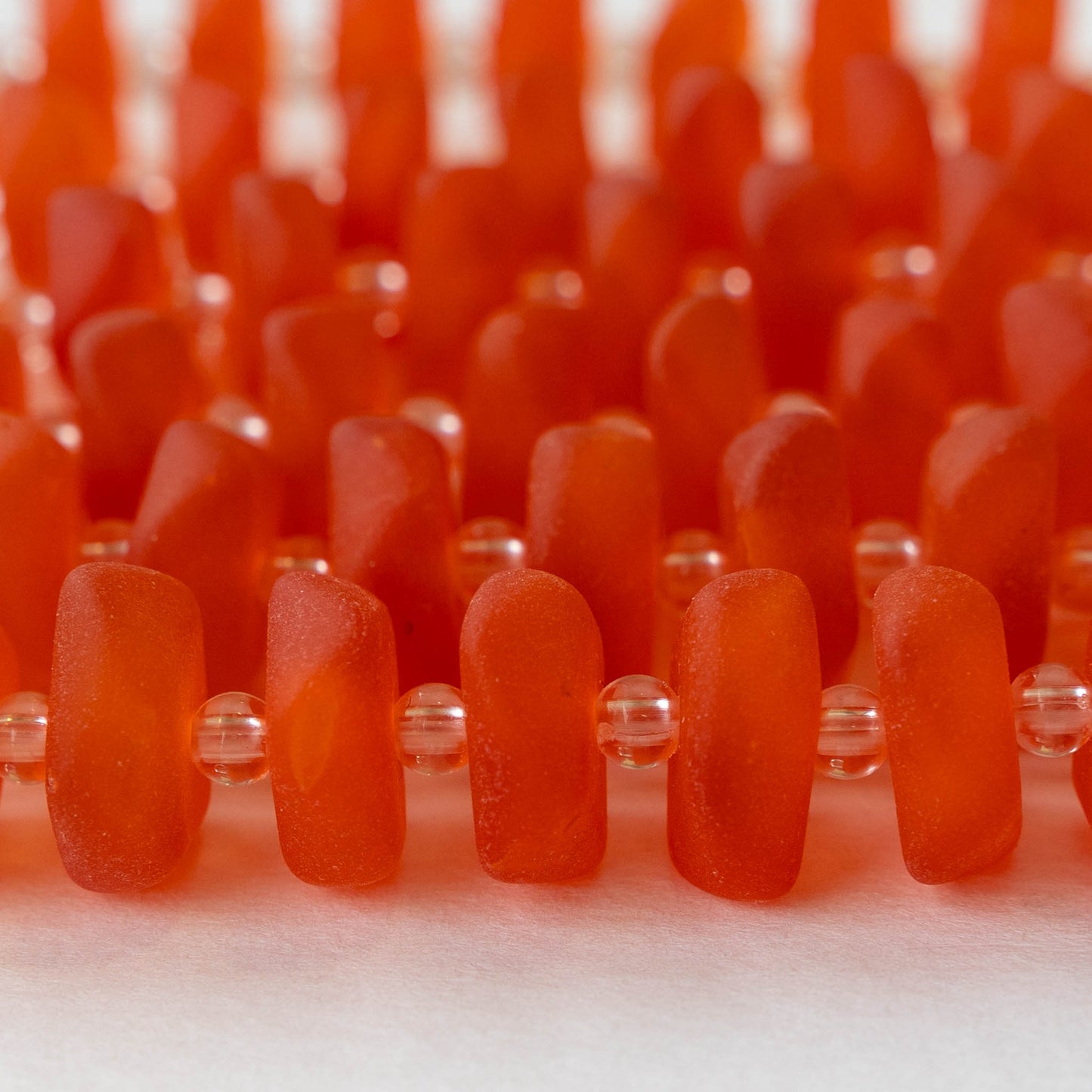 14mm Wavy Rondelle - Orange - 10 Beads