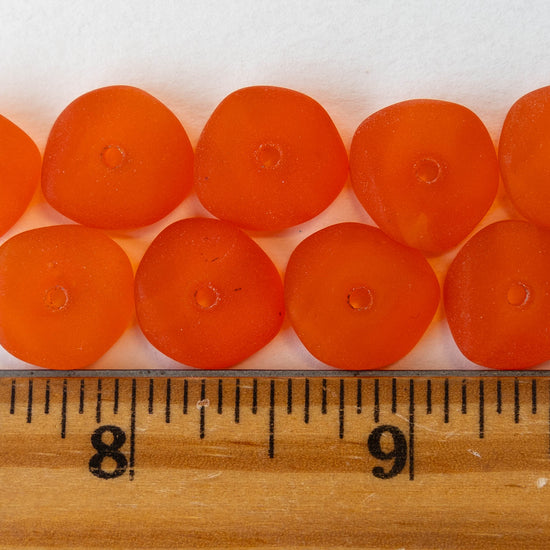 14mm Wavy Rondelle - Orange - 10 Beads