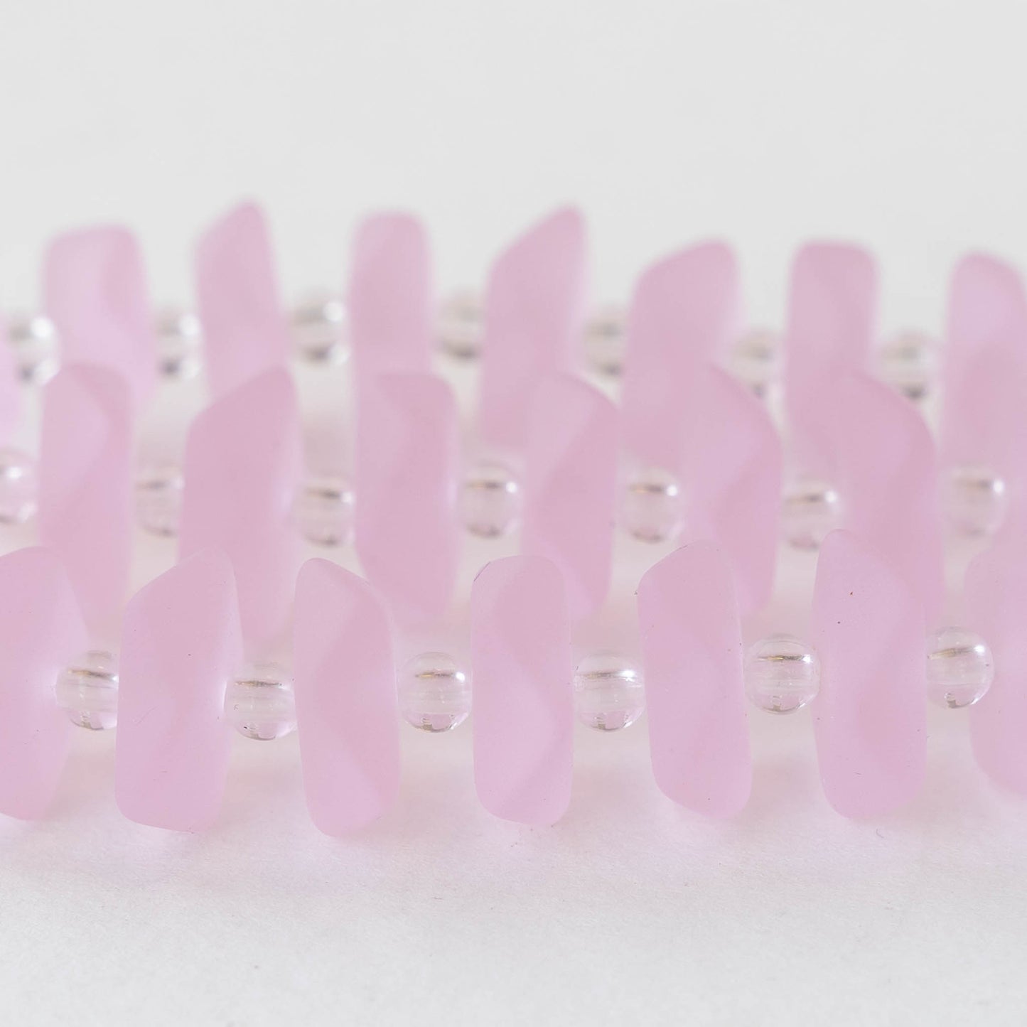 14mm Wavy Rondelle - Pink - 10 Beads