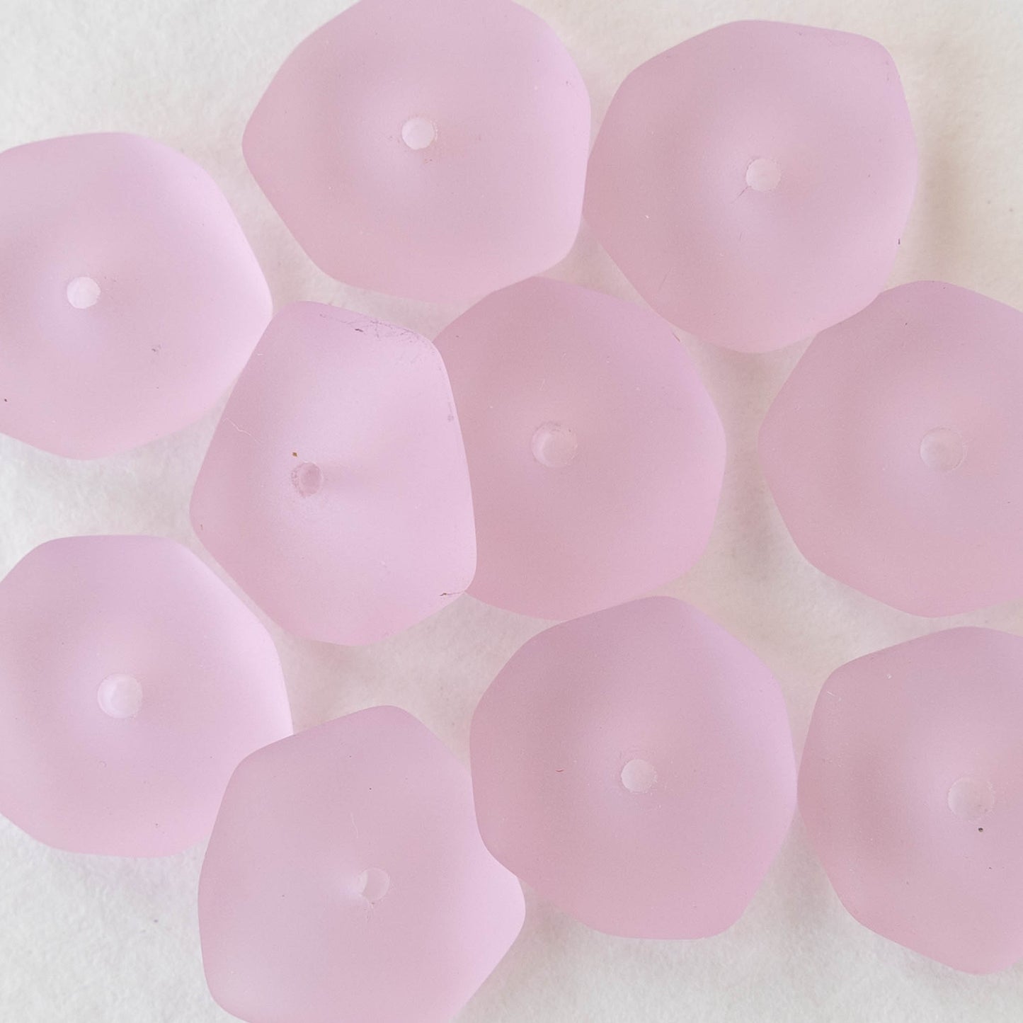 14mm Wavy Rondelle - Pink - 10 Beads